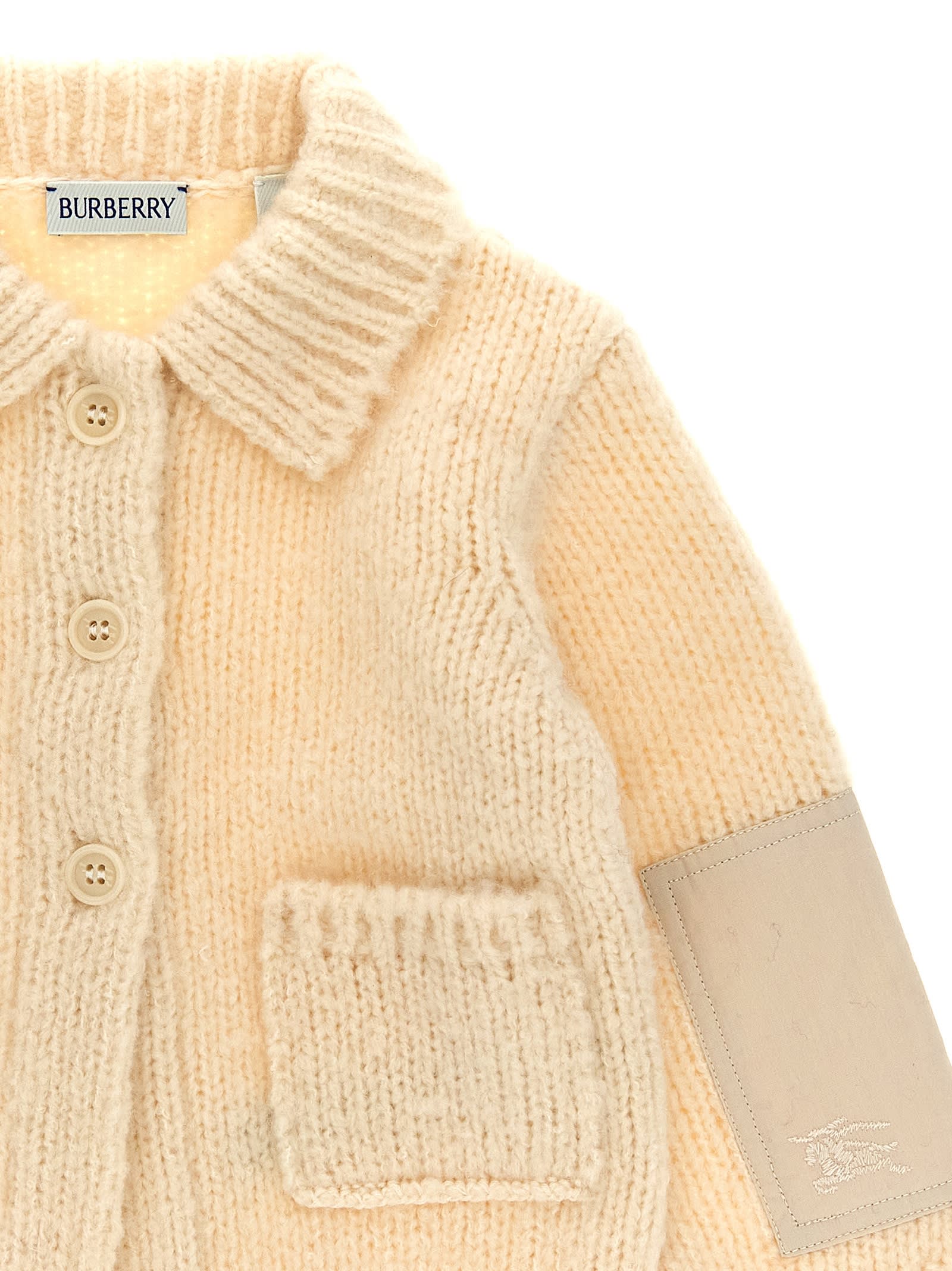 Shop Burberry Knitted Coat In White