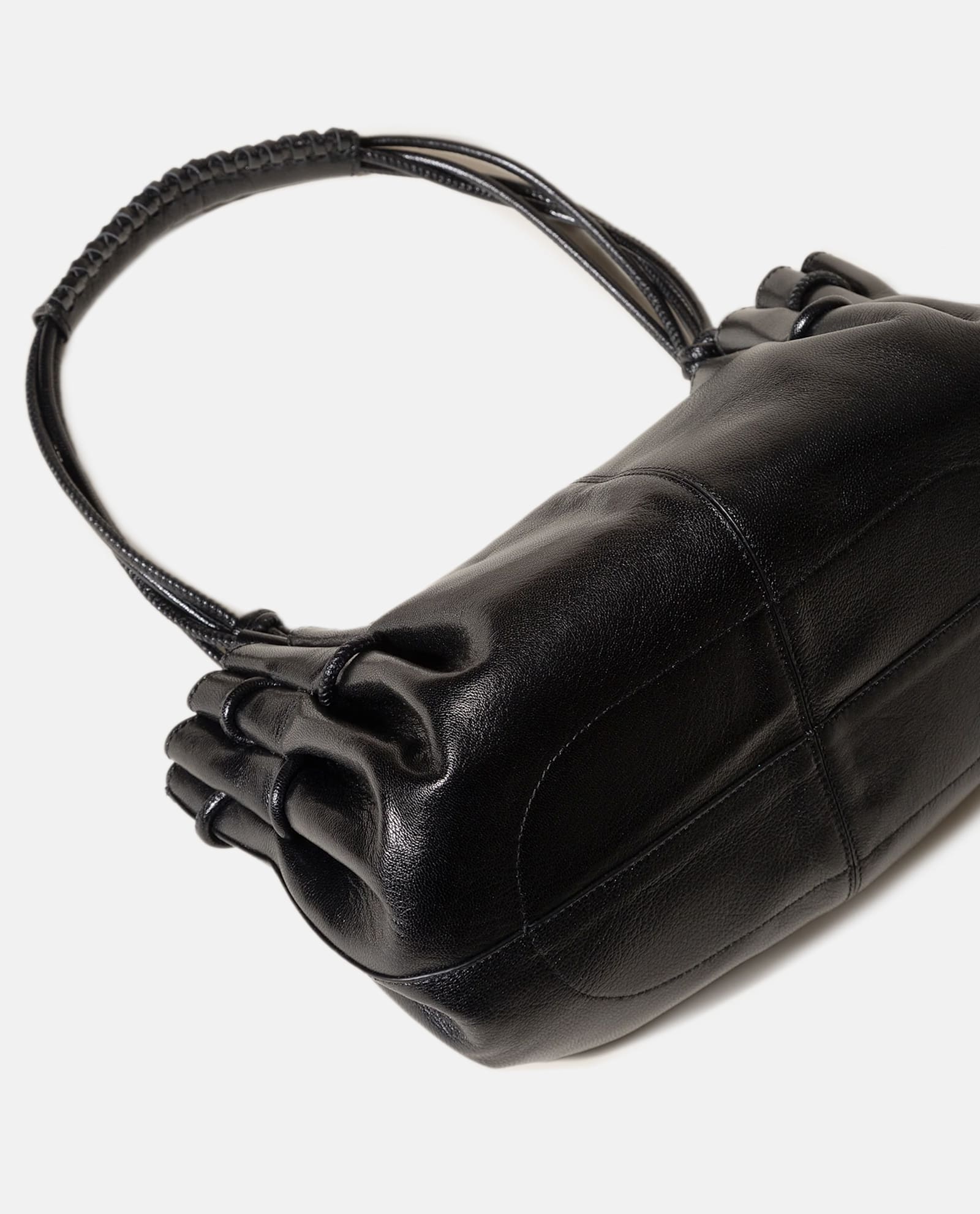 Hereu Leather Shoulder Bag With Knot And Pleat Detailing In Black