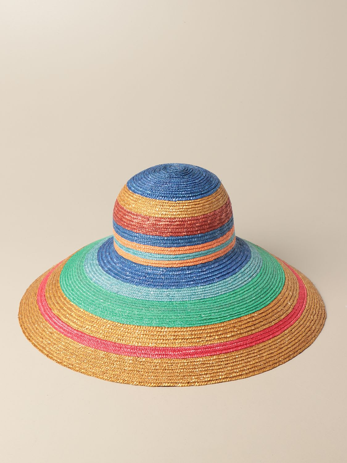 Missoni Striped Multicolor Straw Hat In Pink