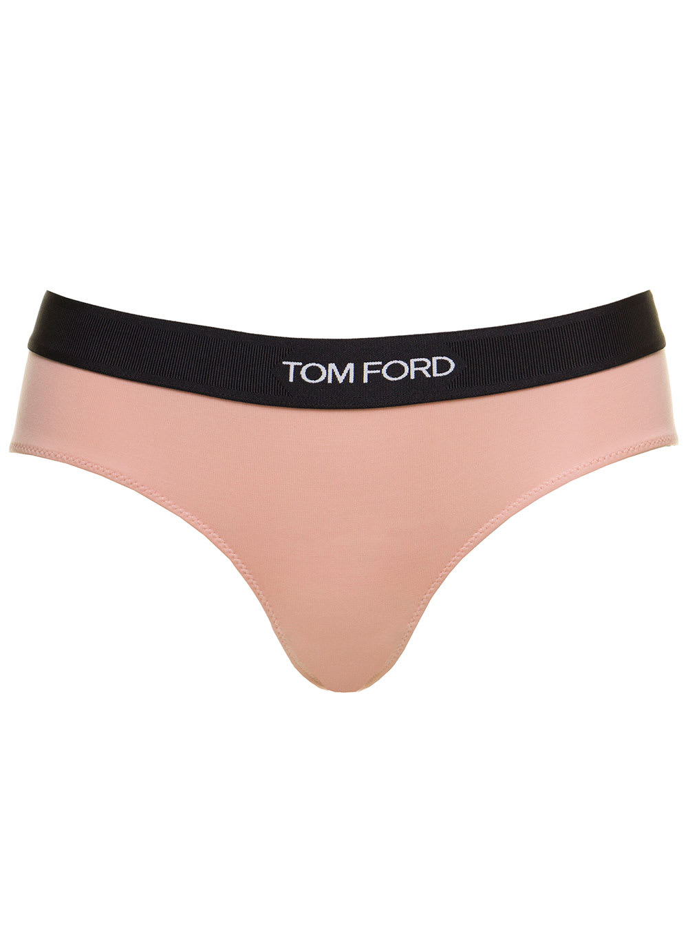 Shop Tom Ford Signature Boy Short Beige Briefs With Logo Waistband In Stretch-jersey Woman In Powder