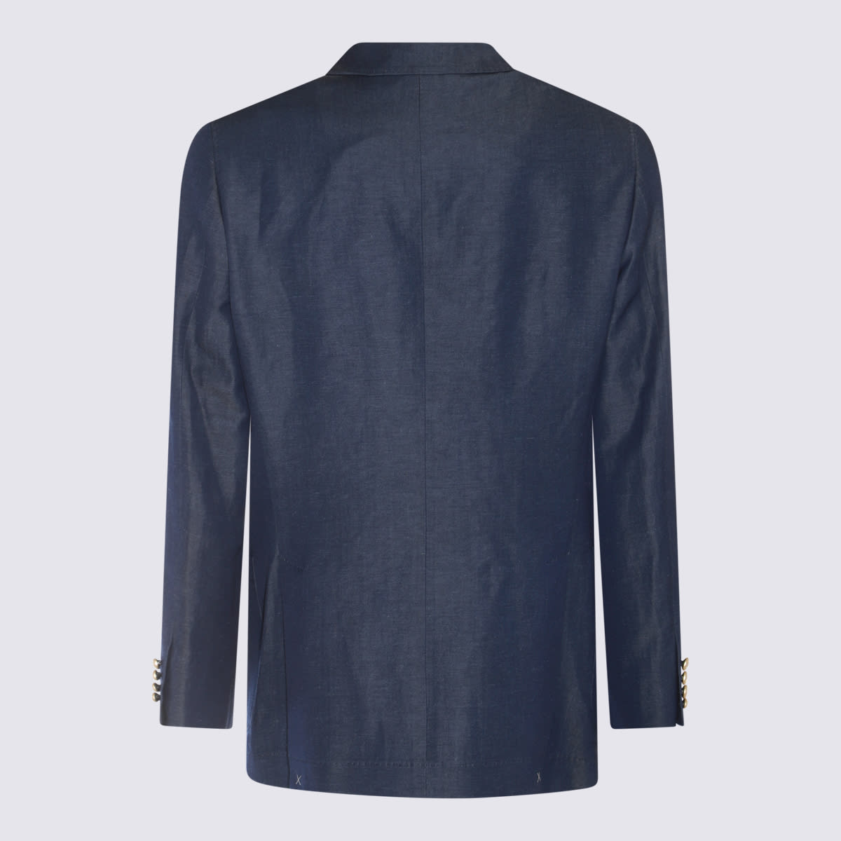 Shop Brunello Cucinelli Navy Blue Linen-wool Blend Blazer