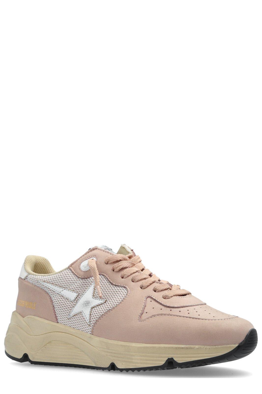 Shop Golden Goose Running Sole Sports Sneakers In Pink/white/silver