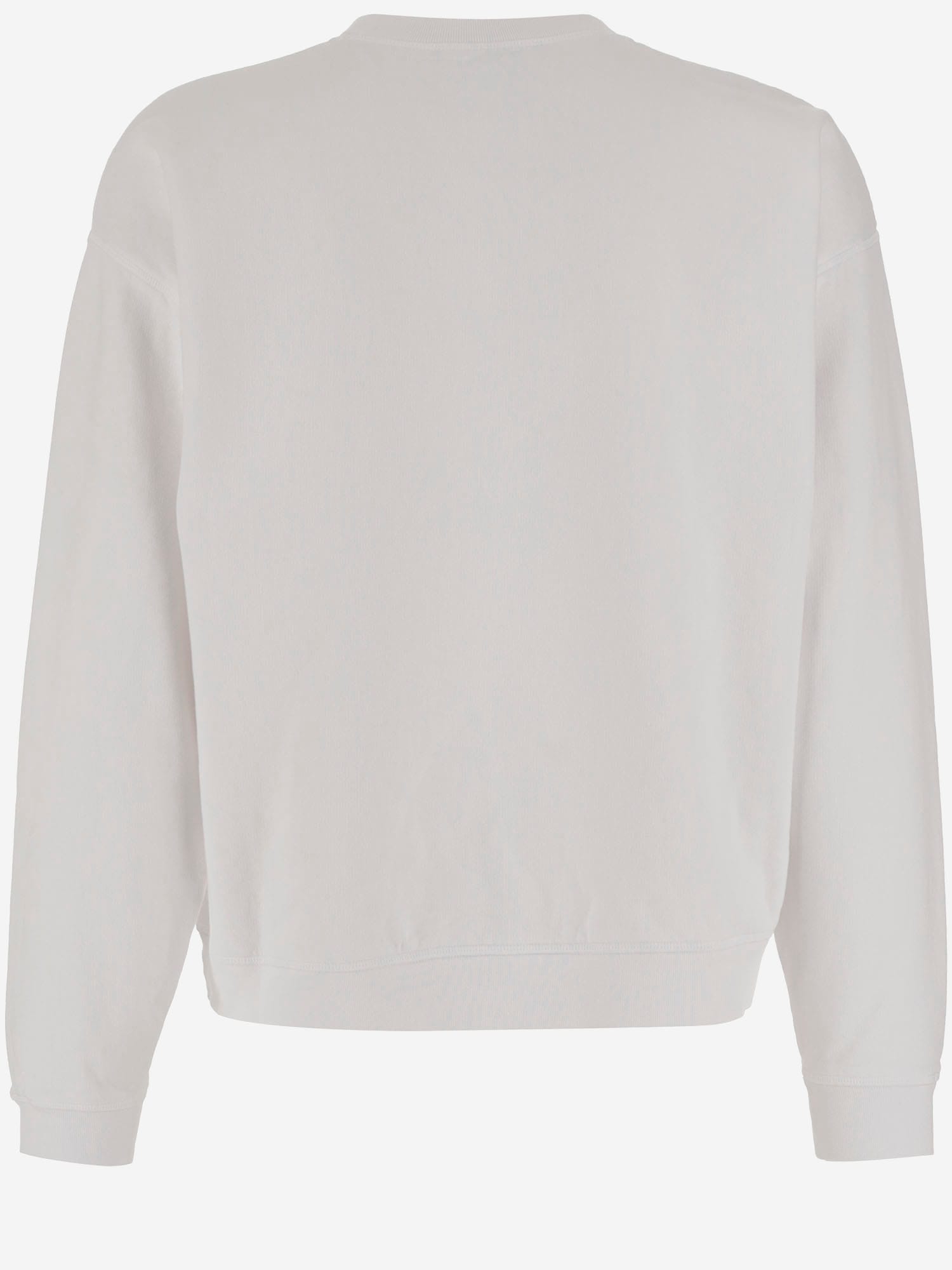 Dsquared2 Cotton Crew Neck Sweatshirt With Bold Front Logo In White