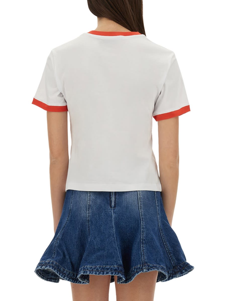 Msgm Logo Crew Neck T-shirt With Contrast Trim
