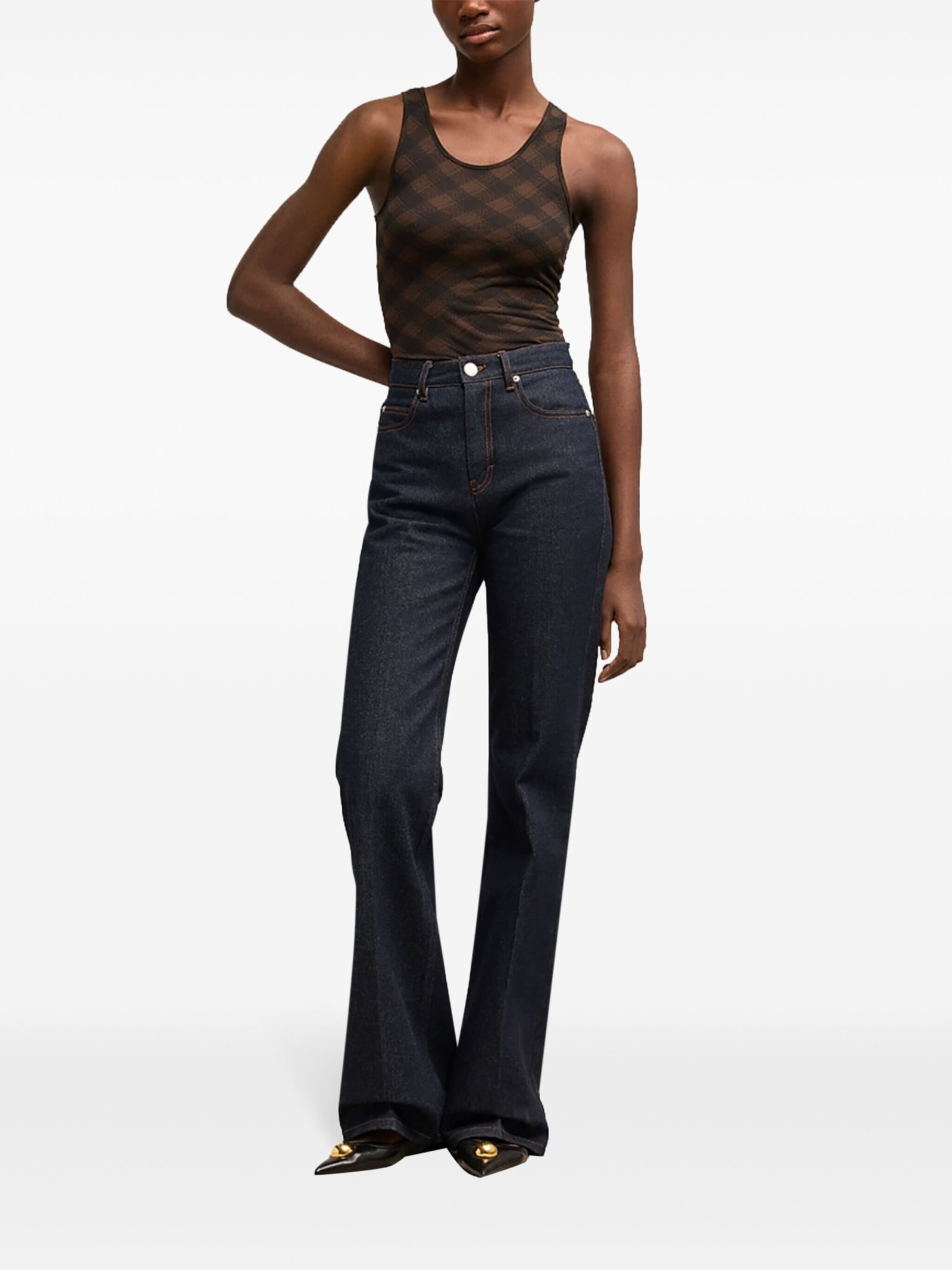 Shop Ami Alexandre Mattiussi Top In Mesh In Black Dark Coffee