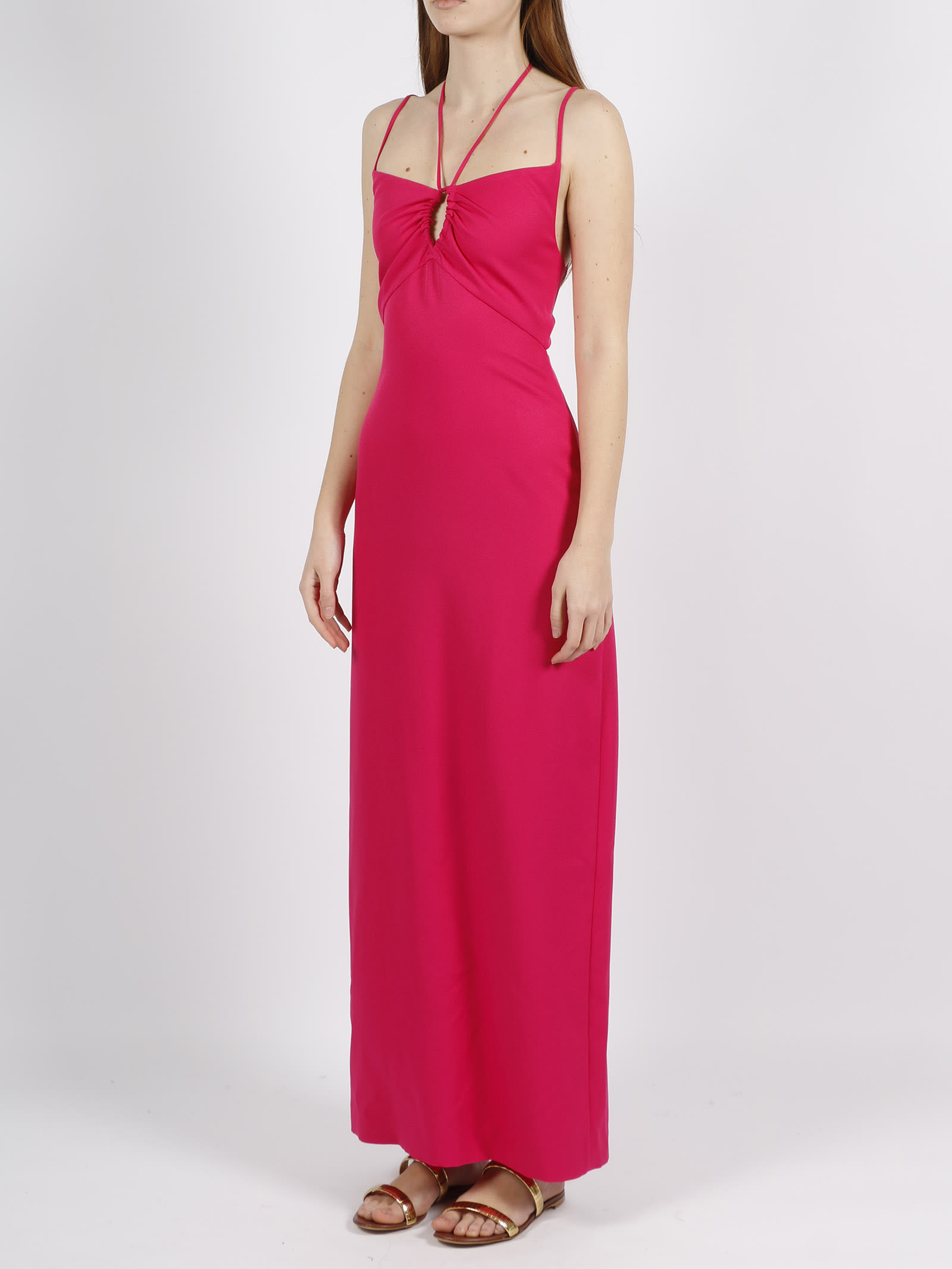 Shop P.a.r.o.s.h Jersey Midi Dress In Pink & Purple