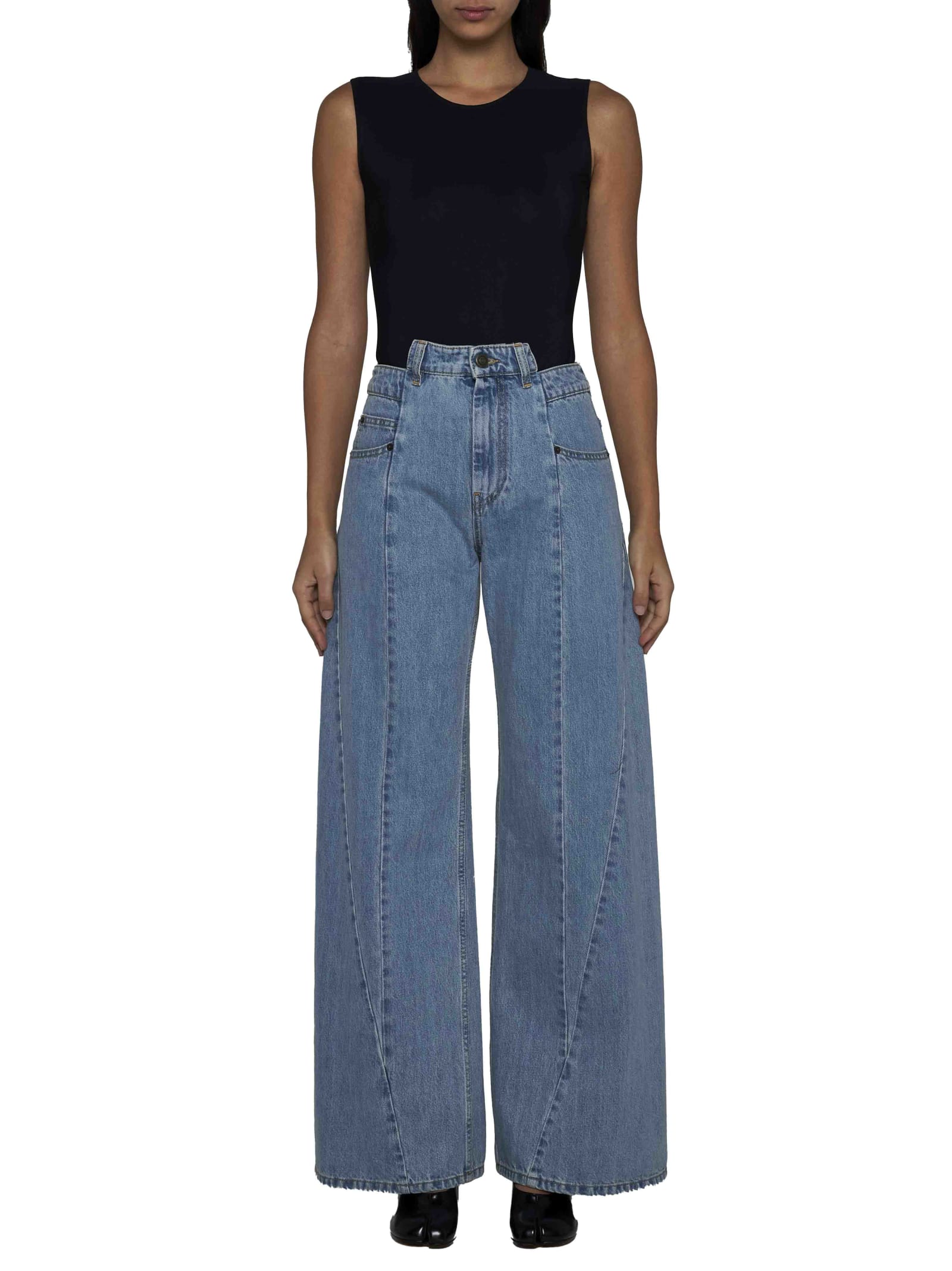 Shop Maison Margiela Jeans In Medium Blu Stone Wash