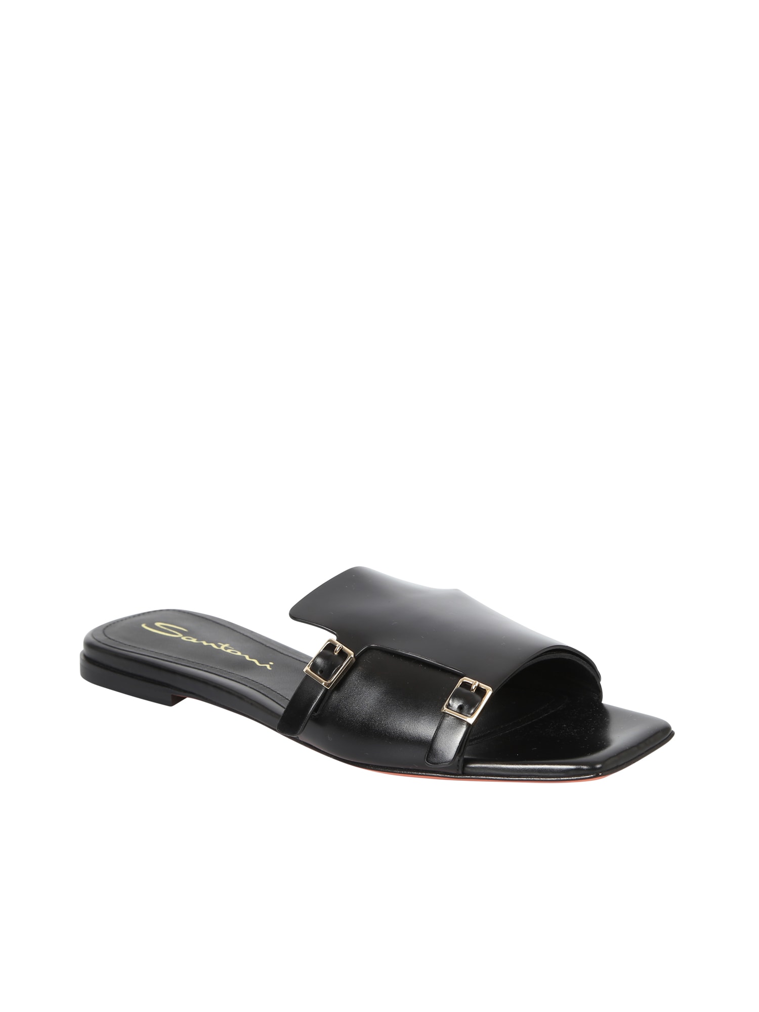 Shop Santoni Double Buckle Sandals In Black