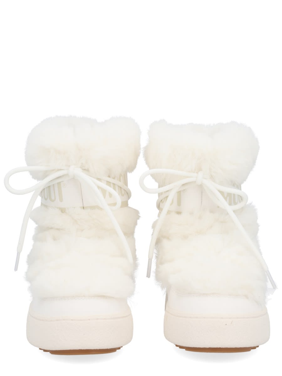 Moon Boot Ltrack Monaco Faux Fur-trimmed Shell And Faux Leather Snow Boots In White