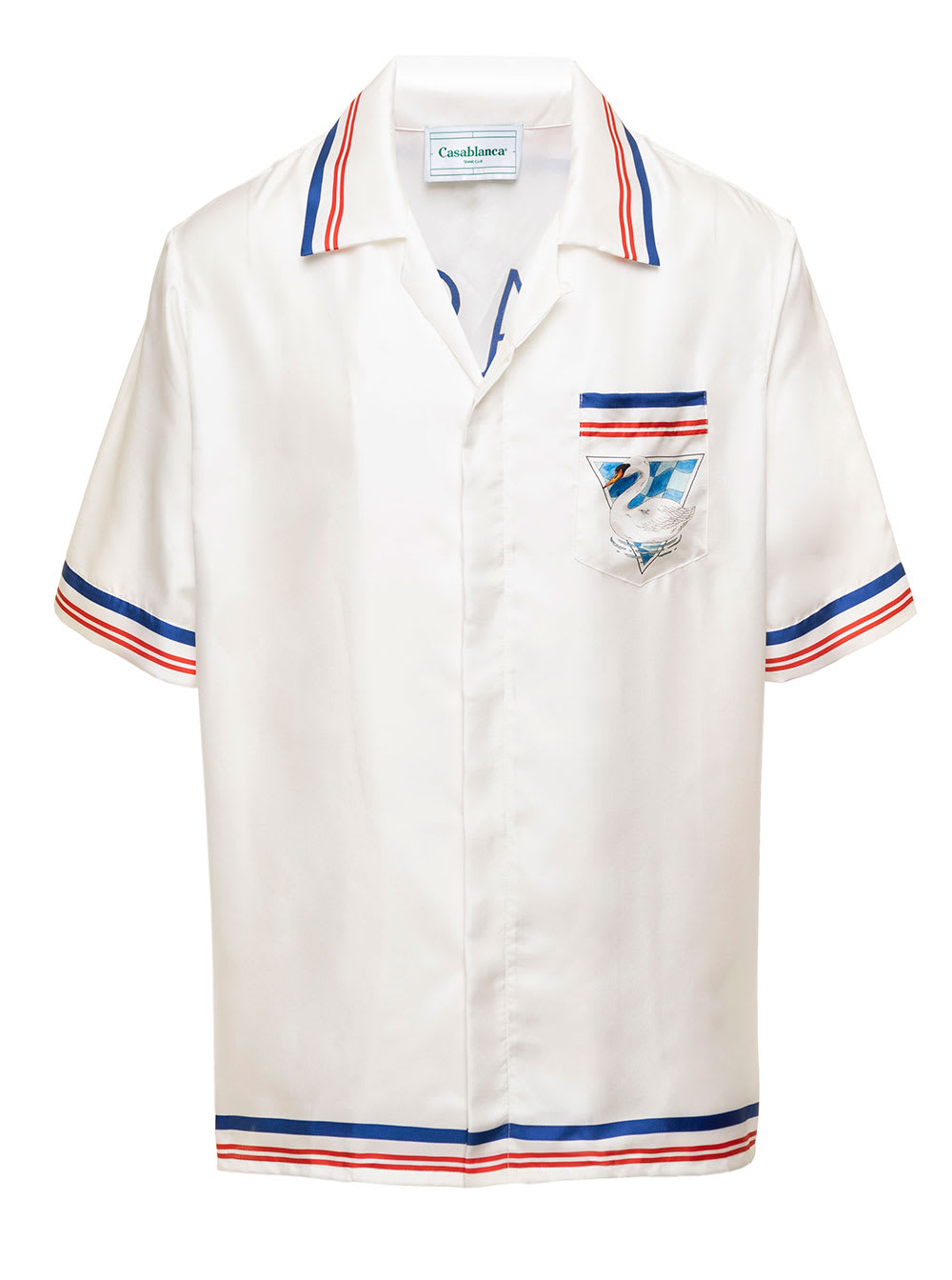 Par Avion White Cuban Short Sleeves Shirt In Silk Man Casablanca