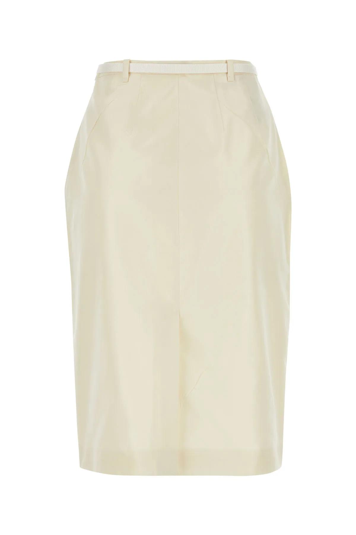 Shop Prada Ivory Faille Skirt In White