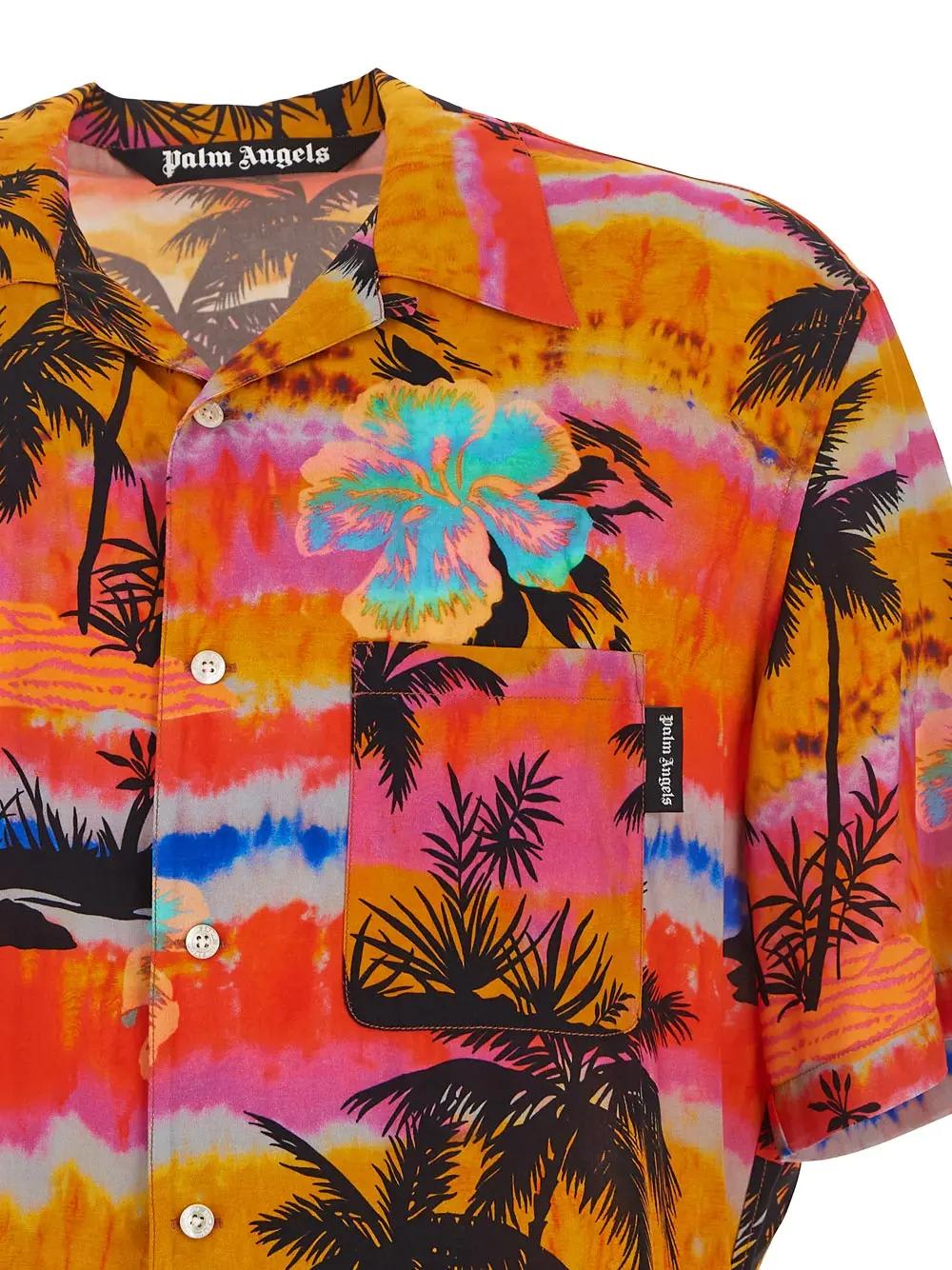 Shop Palm Angels 50 Bowling Shirt In Multicolour