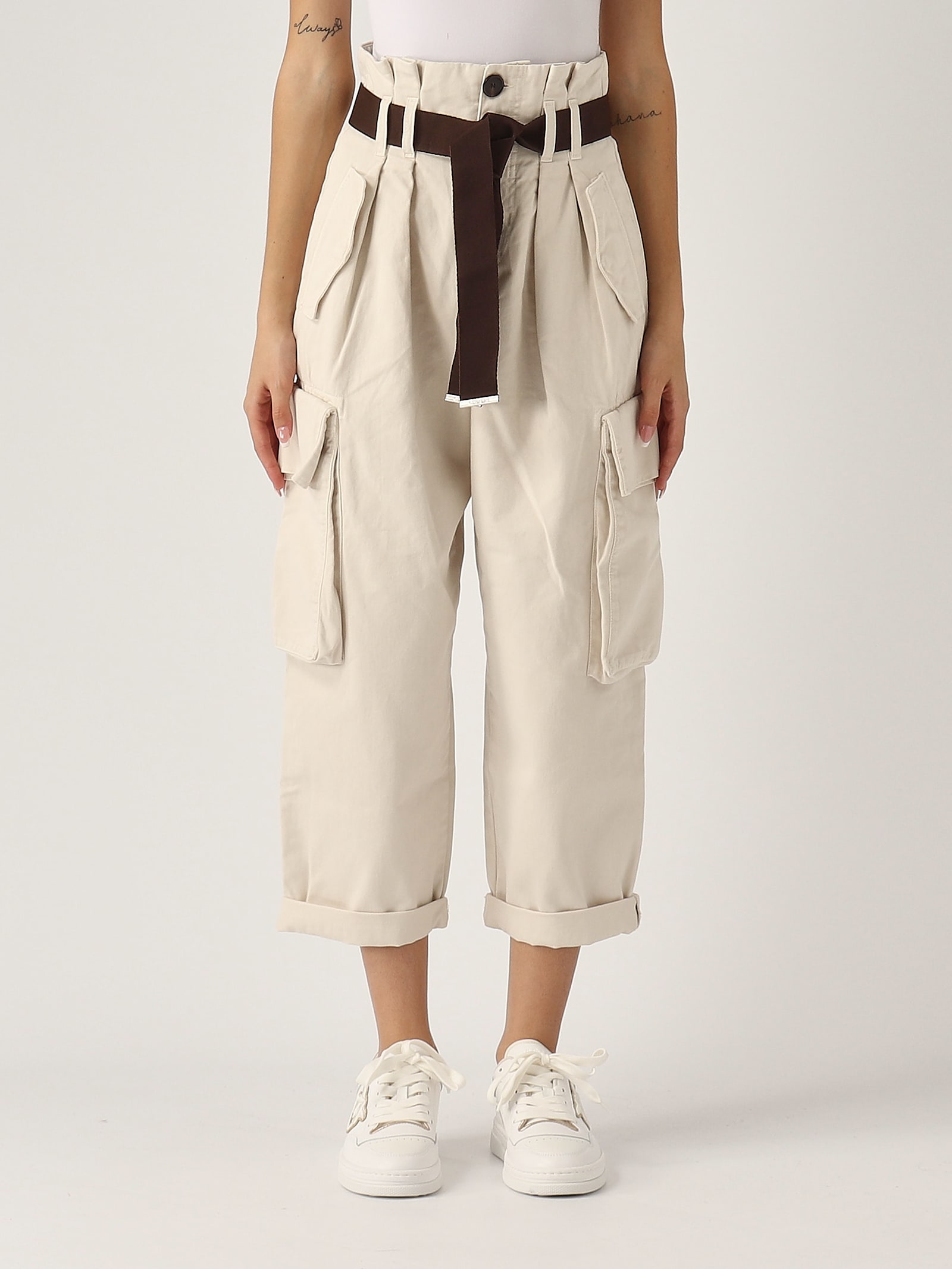 Shop Pinko Ronfare Trousers In Bianco Latte