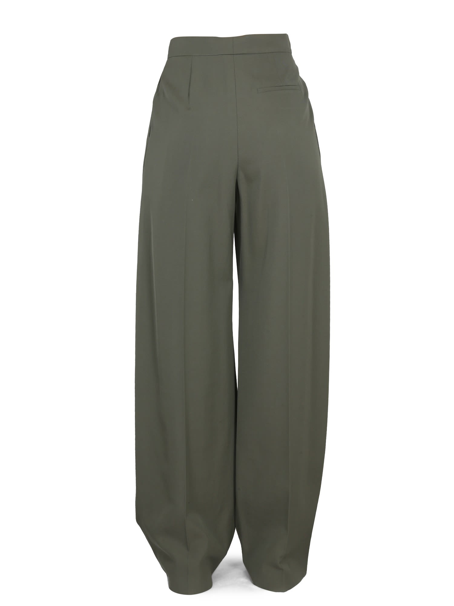 Alexander Mcqueen Wide-leg Wool Pants In Verde