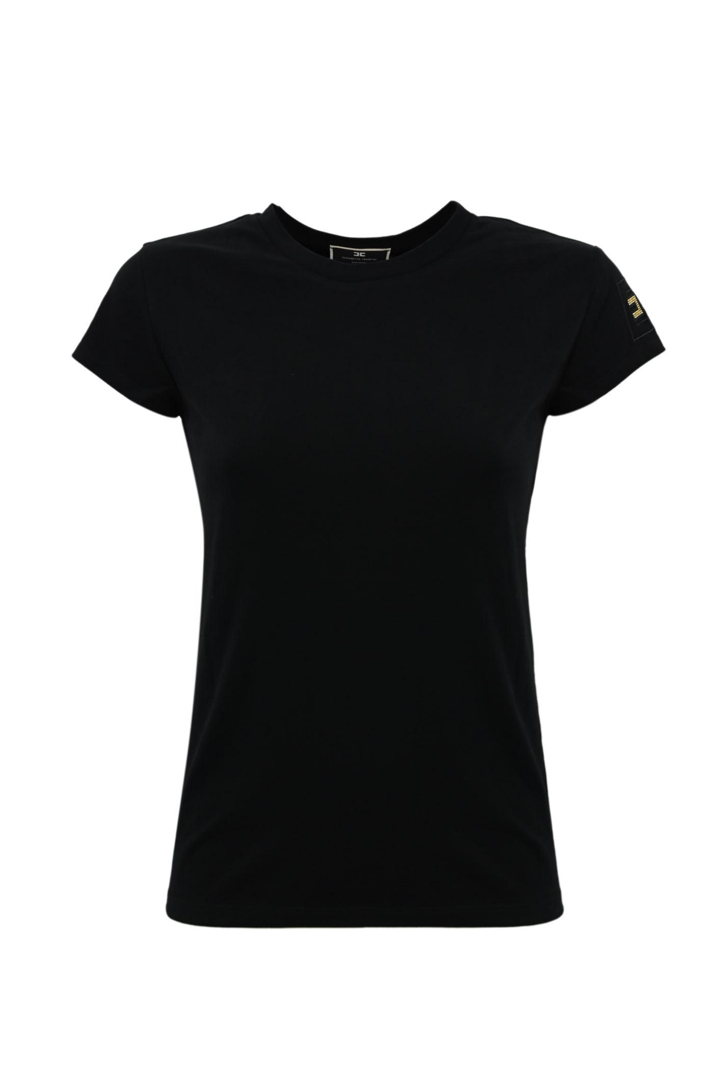 Shop Elisabetta Franchi Jersey T-shirt With Embroidered Logo In Nero