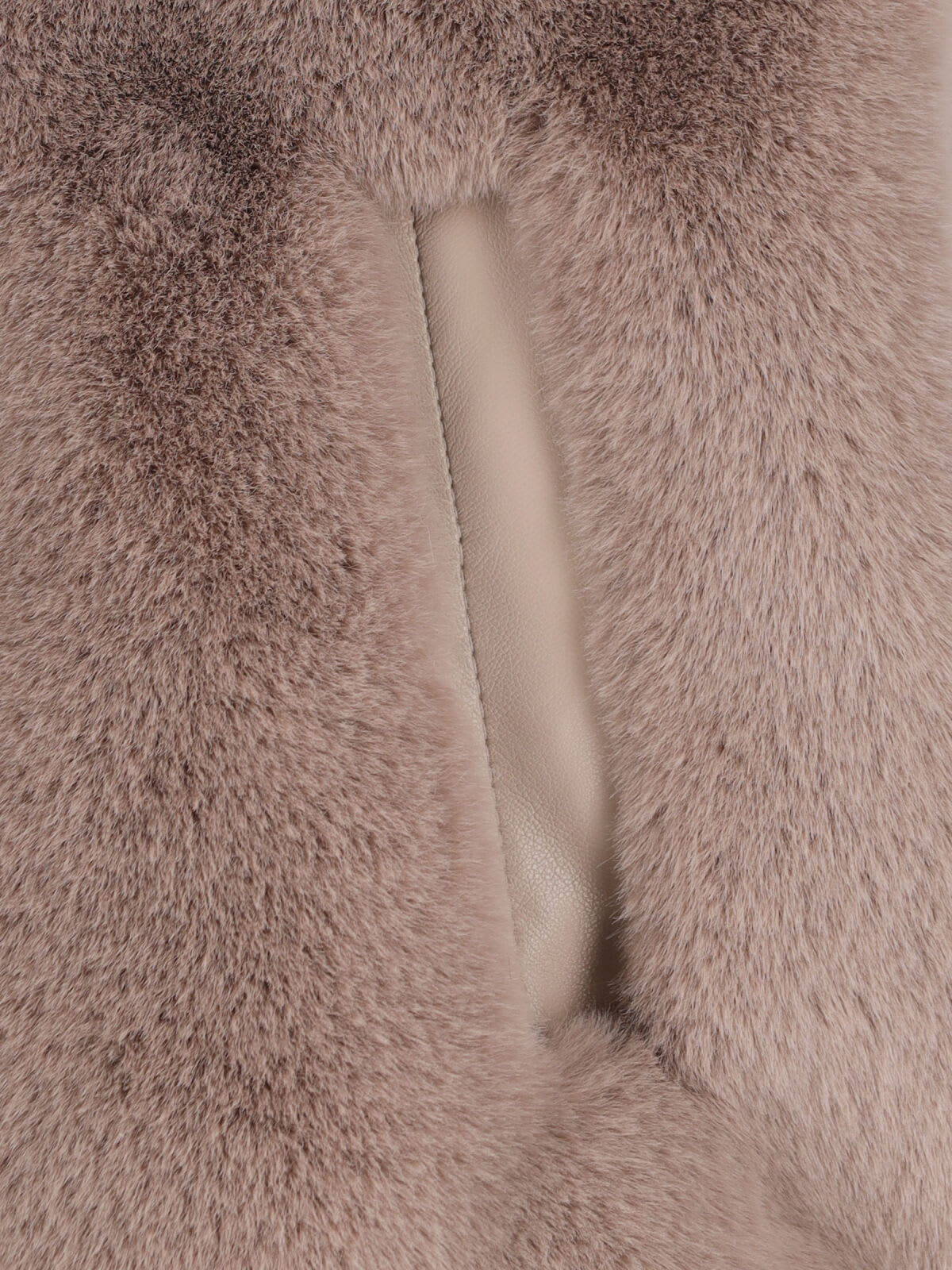 Pinko High Collar Faux Fur Vest In Beige In Brown