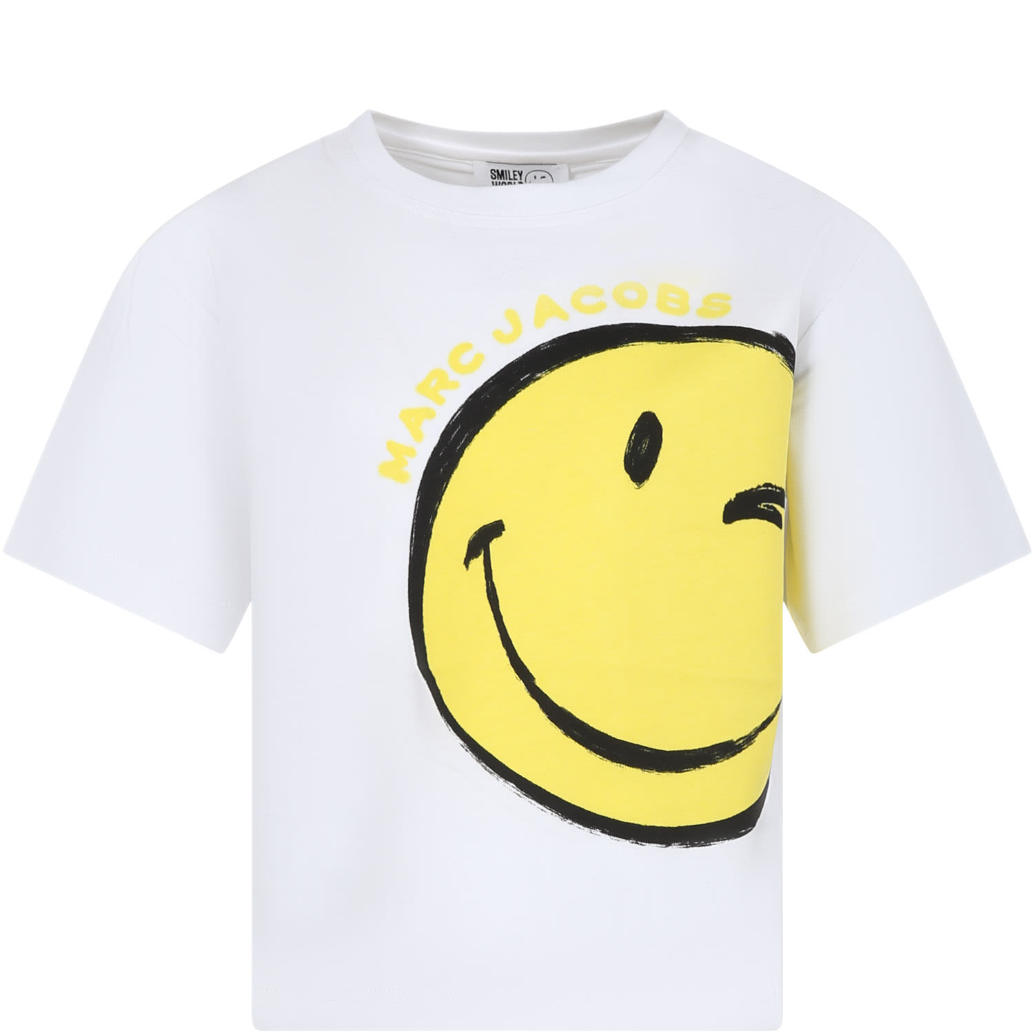 Shop Little Marc Jacobs White T-shirt For Boy With Smiley And Logo