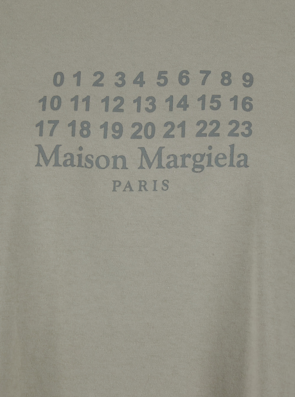 Maison Margiela Grey T-shirt With Crewneck And Long Sleeves And Printed Logo On The Front In Cotton Woman