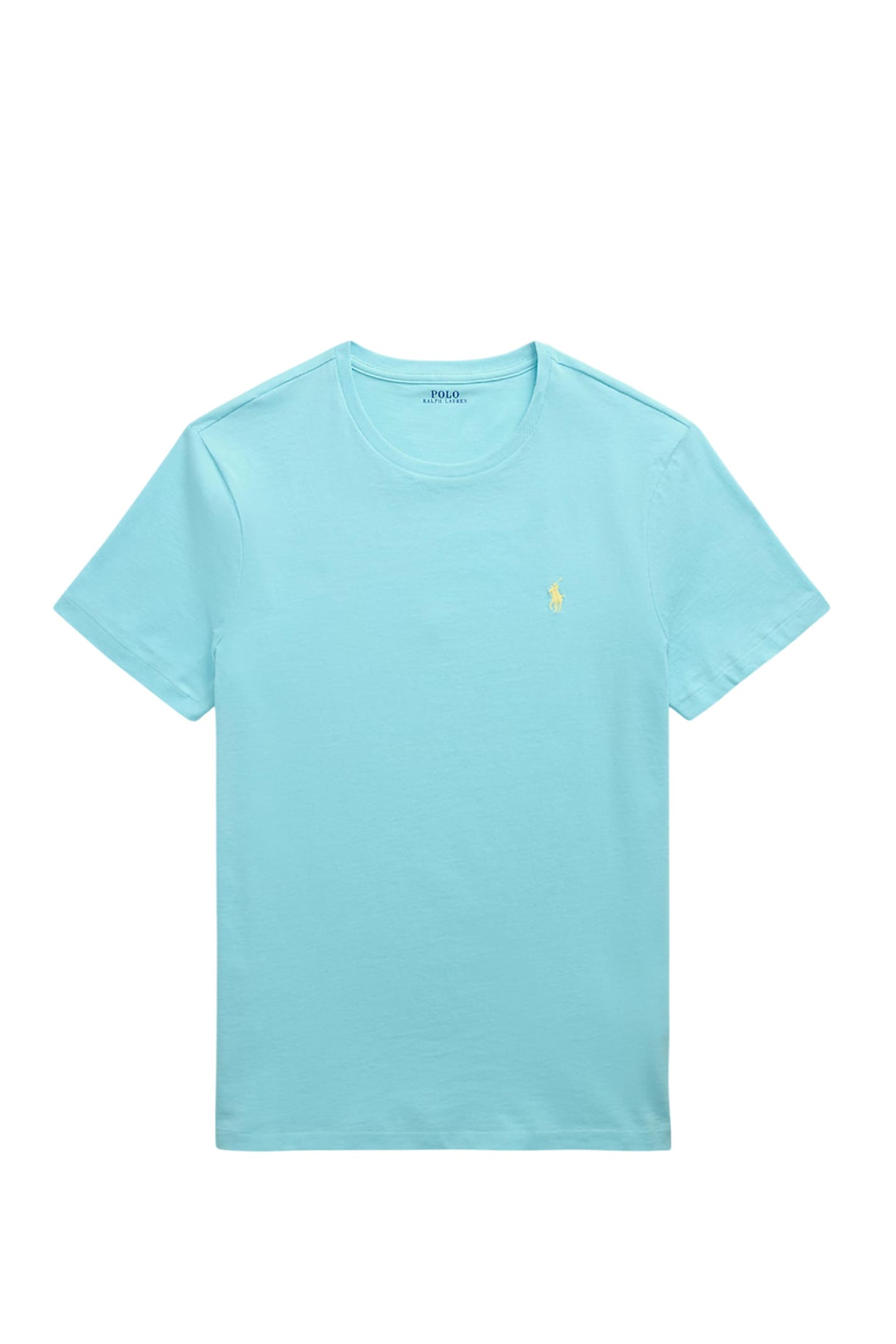 Polo Ralph Lauren Custom Slim Fit Jersey Crewneck T-shirt Man T-shirt Azure Size L Cotton In Clear Blue