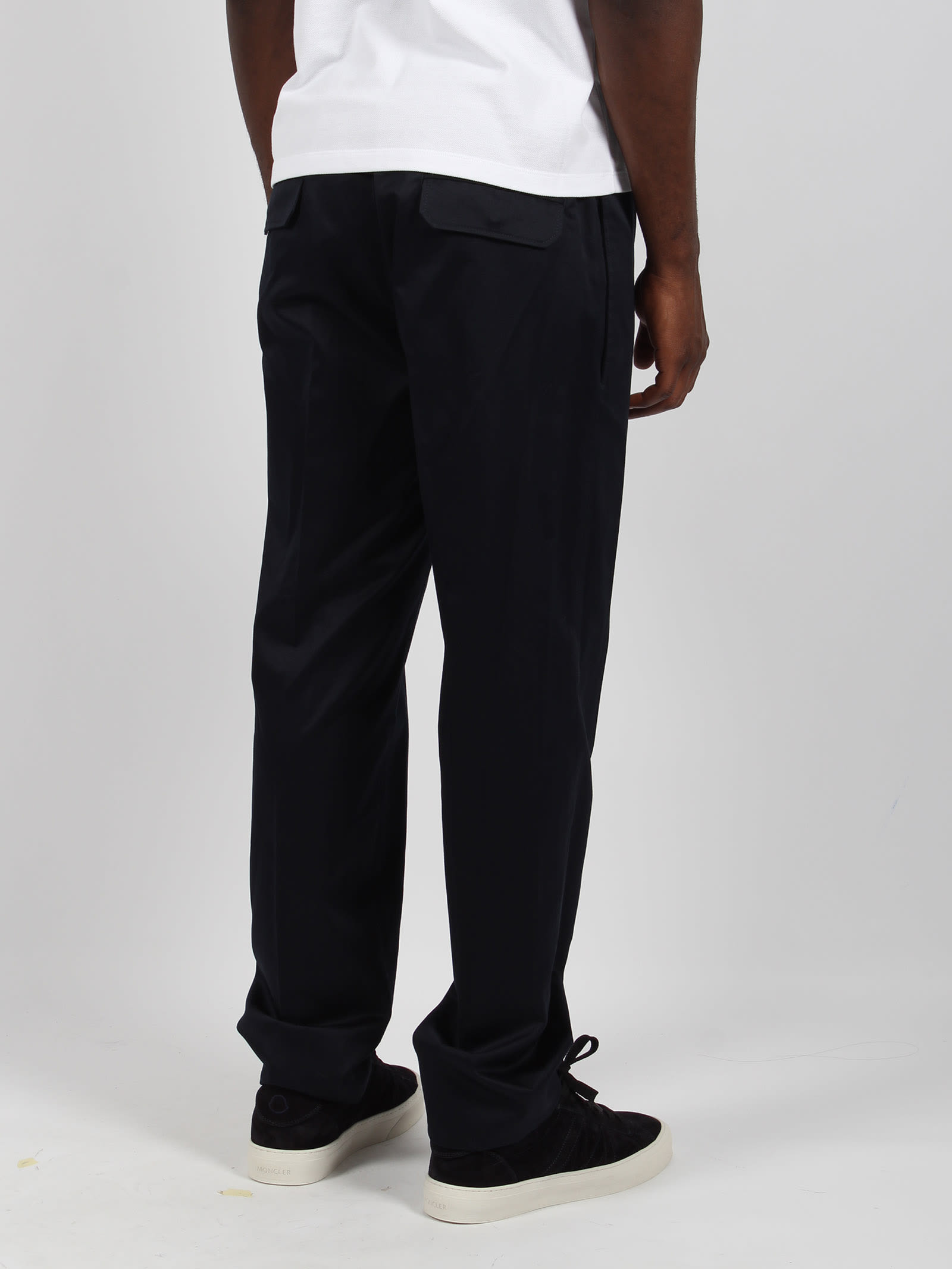 Shop Moncler Cotton Crêpe Jogging Trousers In Blue