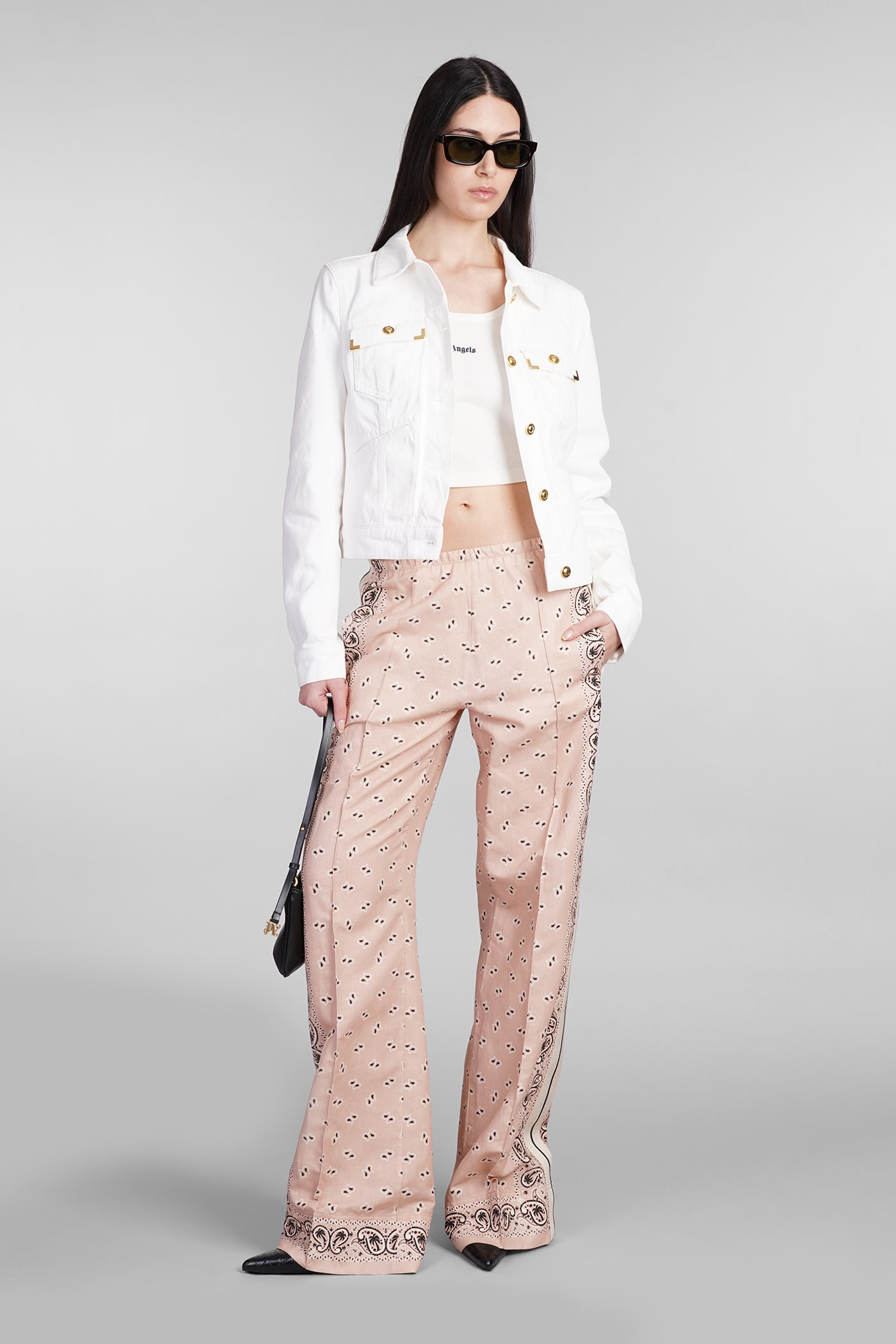 Shop Palm Angels Pants In Rose-pink Linen