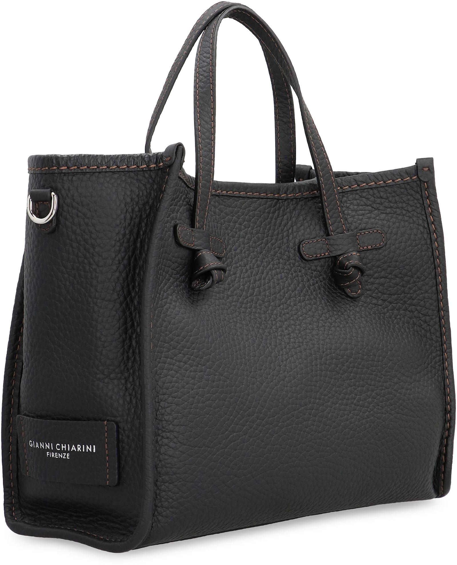 Shop Gianni Chiarini Miss Marcella 32 Smooth Leather Tote Bag In Black