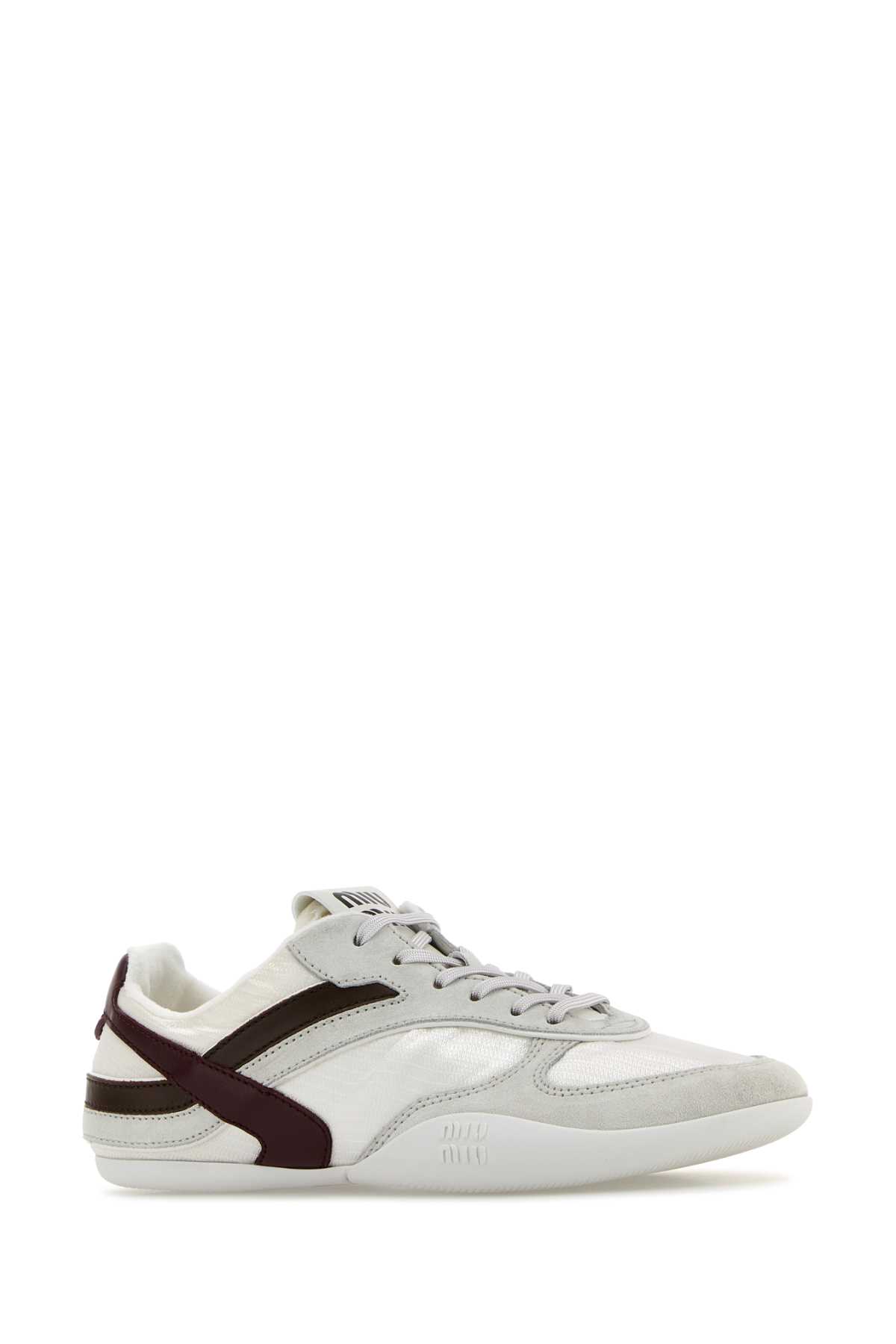Miu Miu Women Two-tone Tech Fabric And Suede Gymnasium Sneakers In Multi