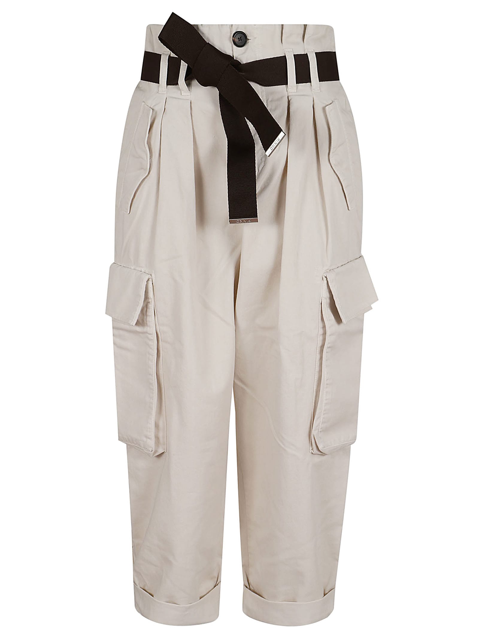 Shop Pinko Ronfare Pantalone Dyed Gabardi In Bianco Latte