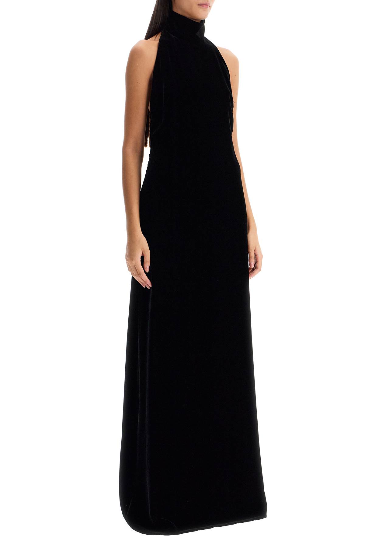 Shop Max Mara Long Velvet Dress In Armida Style In Nero (black)