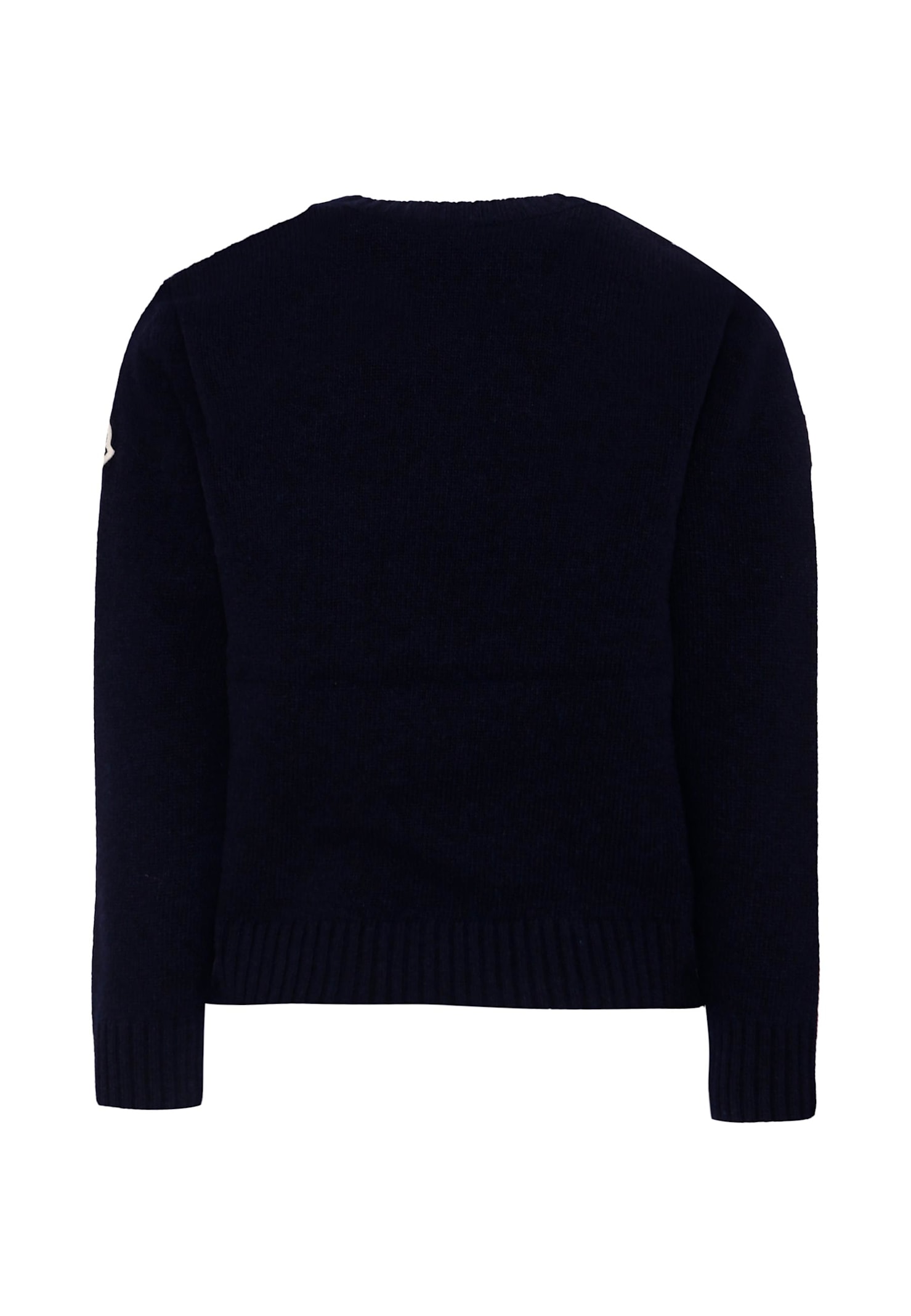 Moncler Blue Sweater For Boy With Logo In Black