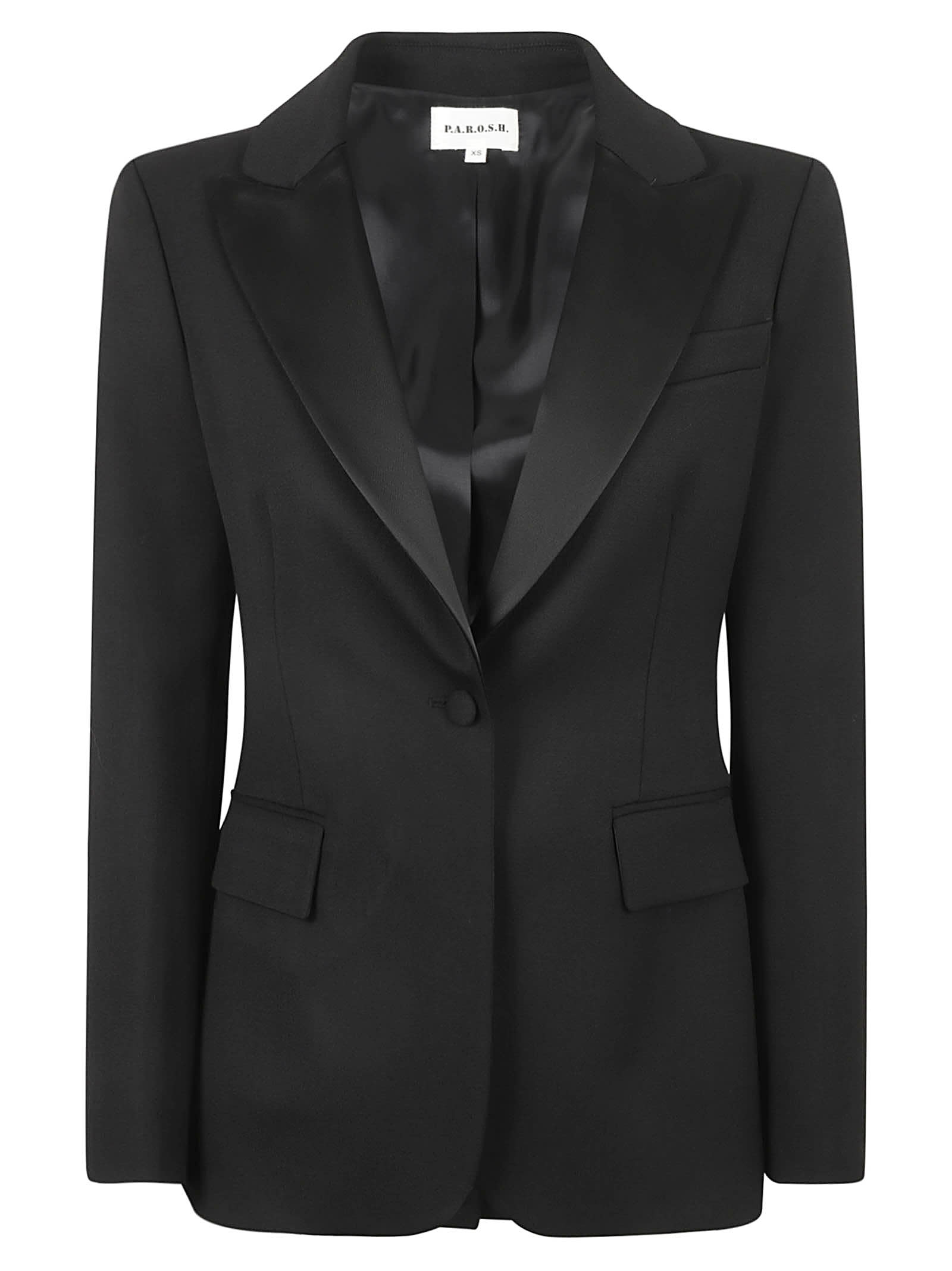 Shop P.a.r.o.s.h Single-breasted Buttoned Blazer In Black