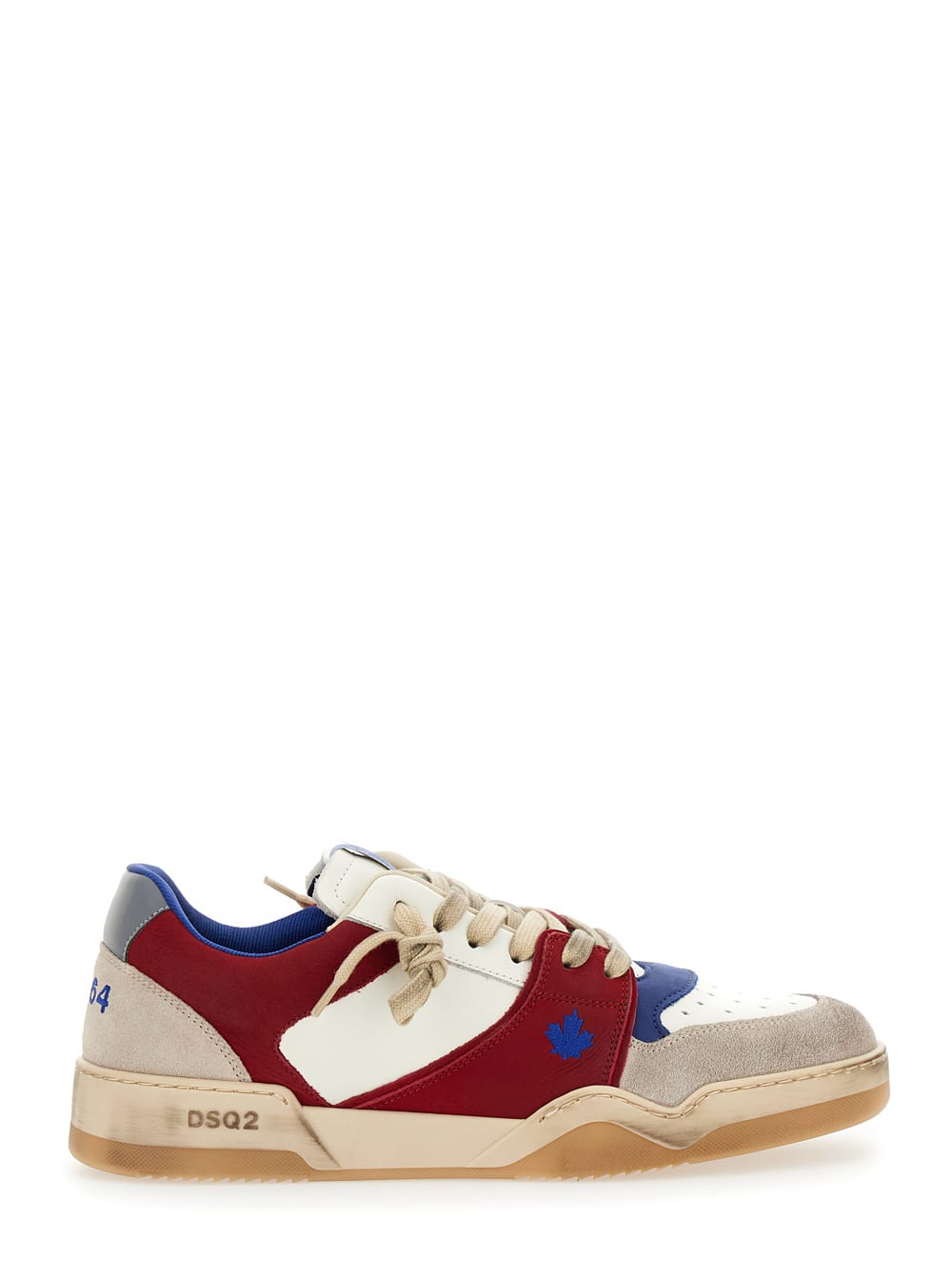 Red Sneakers With Suede Inserts And Embossed Logo On The Side In Leather Man