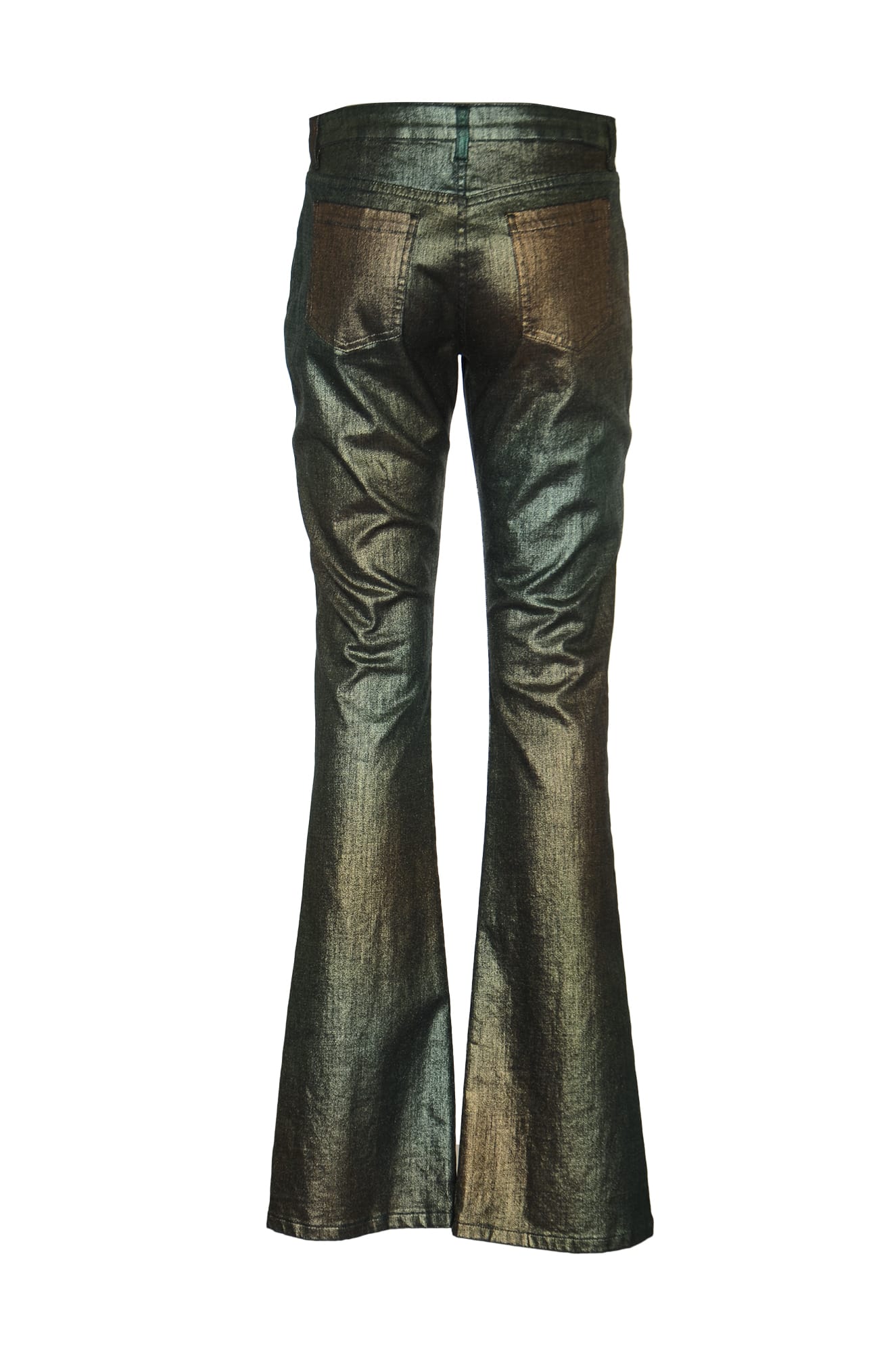Shop Alberta Ferretti Metallic Buttoned Jeans In Fantasia Blu