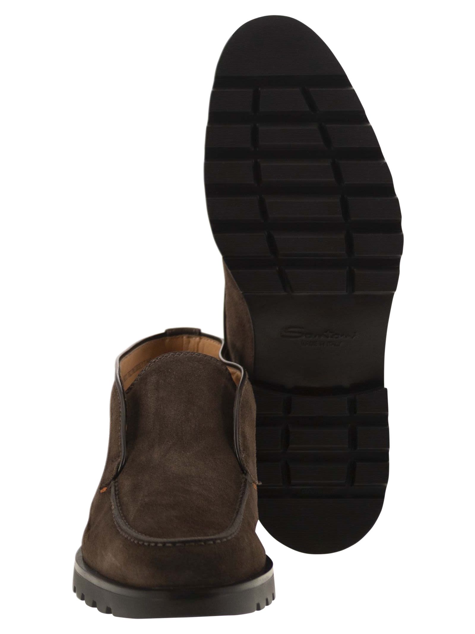 Santoni Slip-ons Desert Suede Loafers Rubber Sole In Brown
