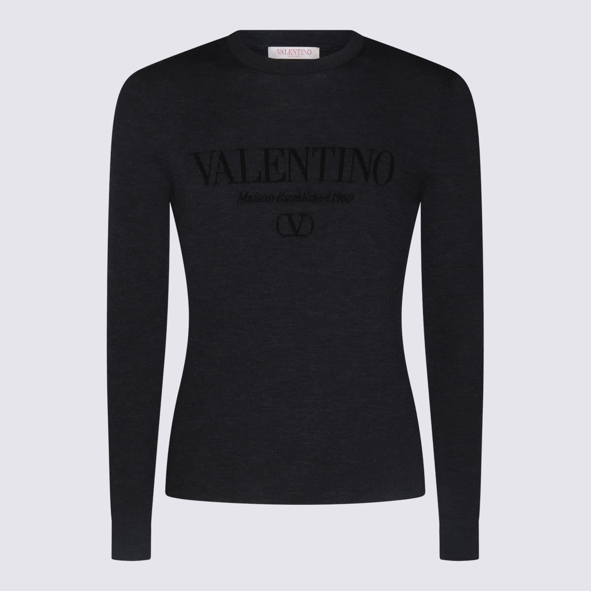 Shop Valentino Dark Grey Wool Knitwear