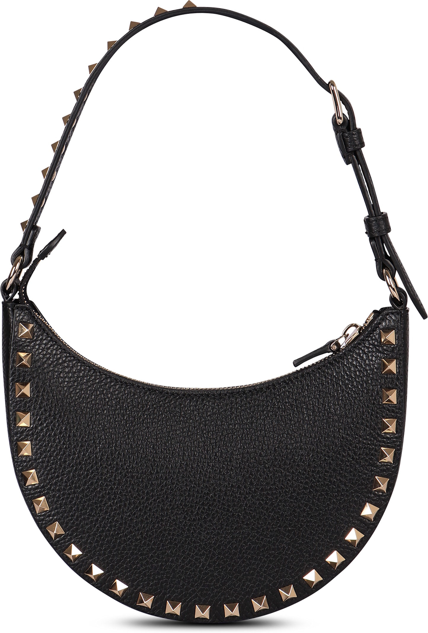 Valentino Rockstud Mini Leather Hobo Bag In Black