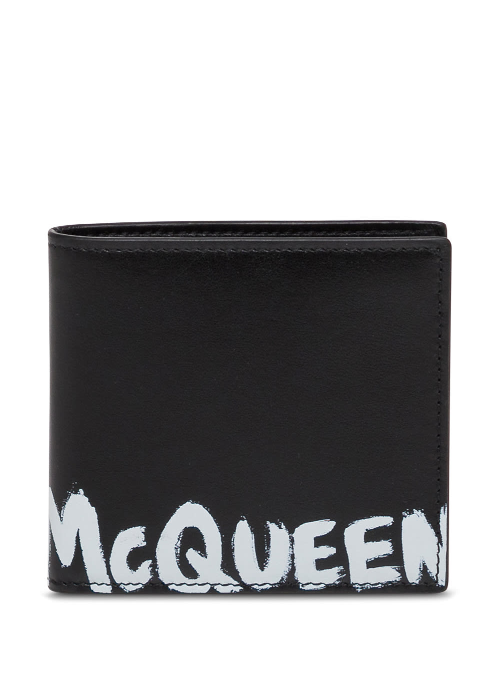 Alexander Mcqueen Mans Bifold Leather Wallet With Logo