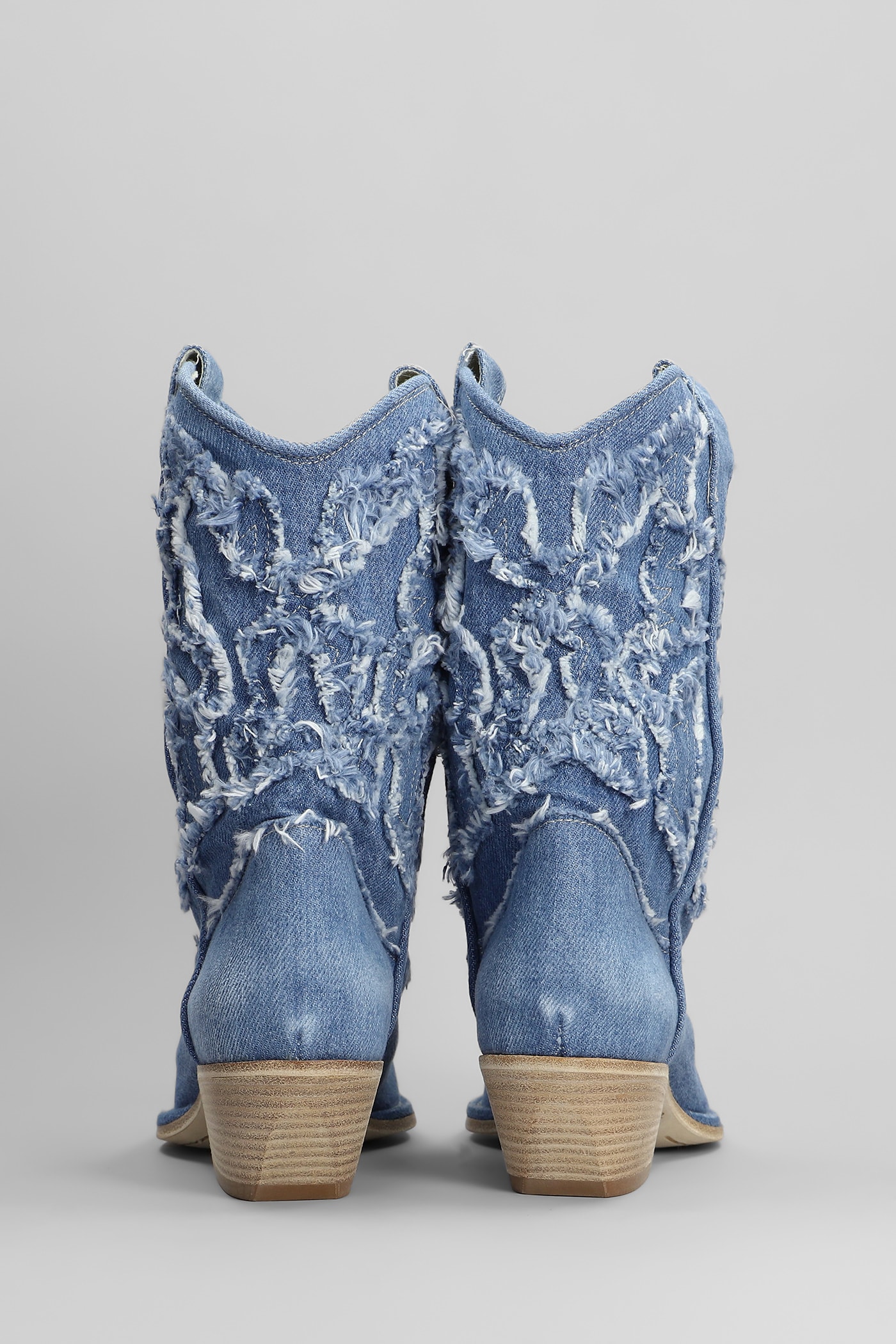 Shop Vic Matie Denim 505 Texan Ankle Boots In Blue Denim