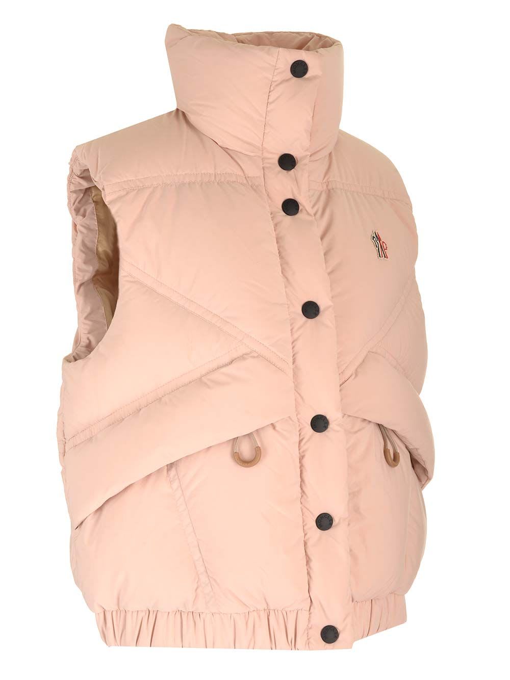 Shop Moncler Marolies Down Padded Vest In Rose