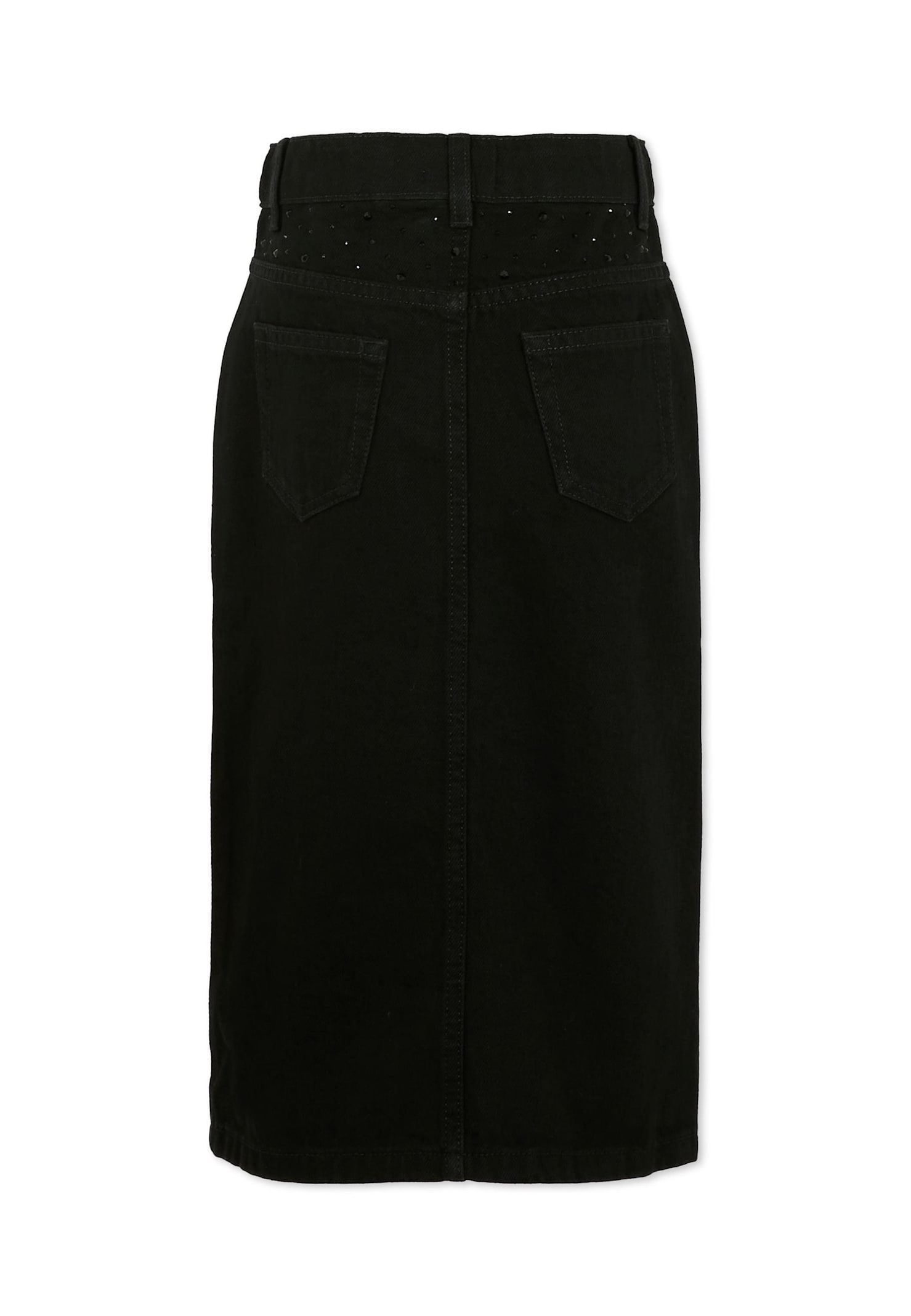 Rykiel Enfant Black Skirt For Girl With Rhinestones In Black