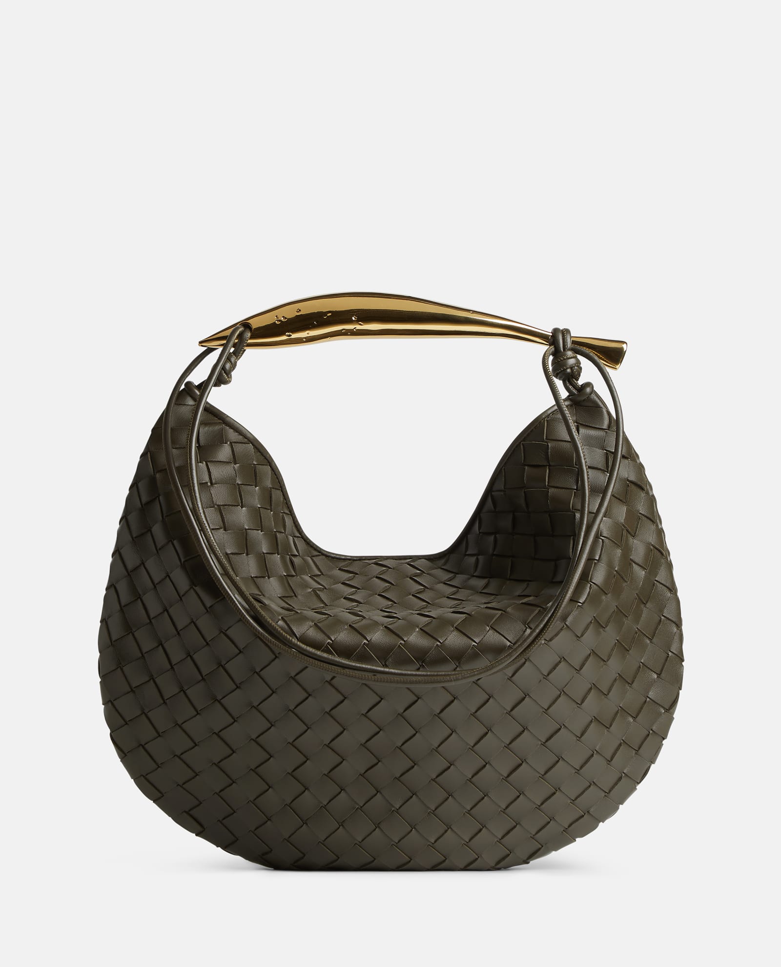 Shop Bottega Veneta Medium Sardine Leather Top Handle Bag In Green