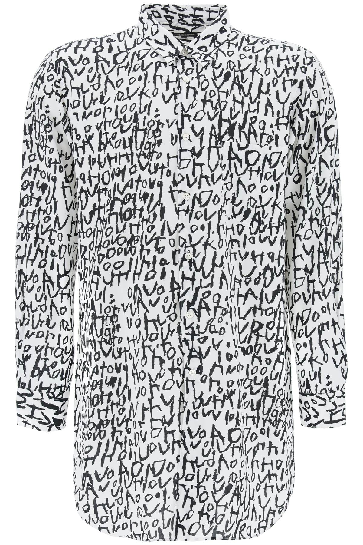 Shop Comme Des Garçons Homme Deux Maxi Shirt With Graphic Print In White Black (white)
