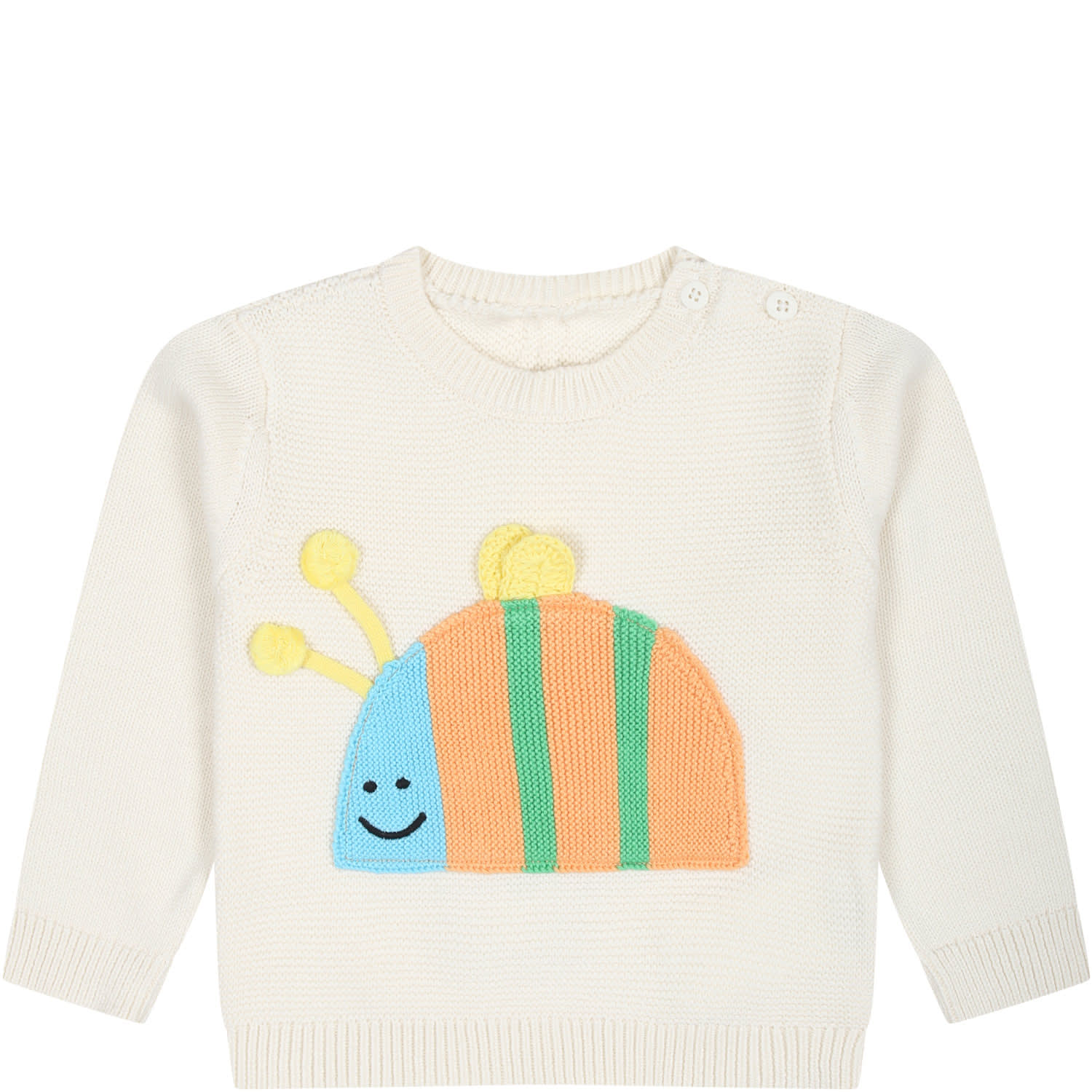 Stella Mccartney Ivory Sweater For Babies With Ladybug