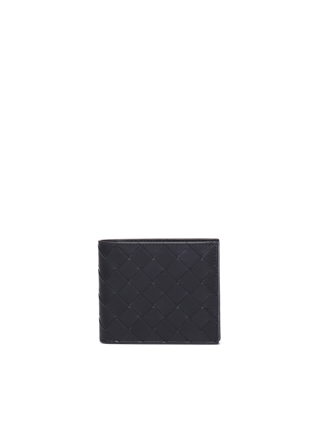 Bottega Veneta Woven Bi-fold Wallet In Black