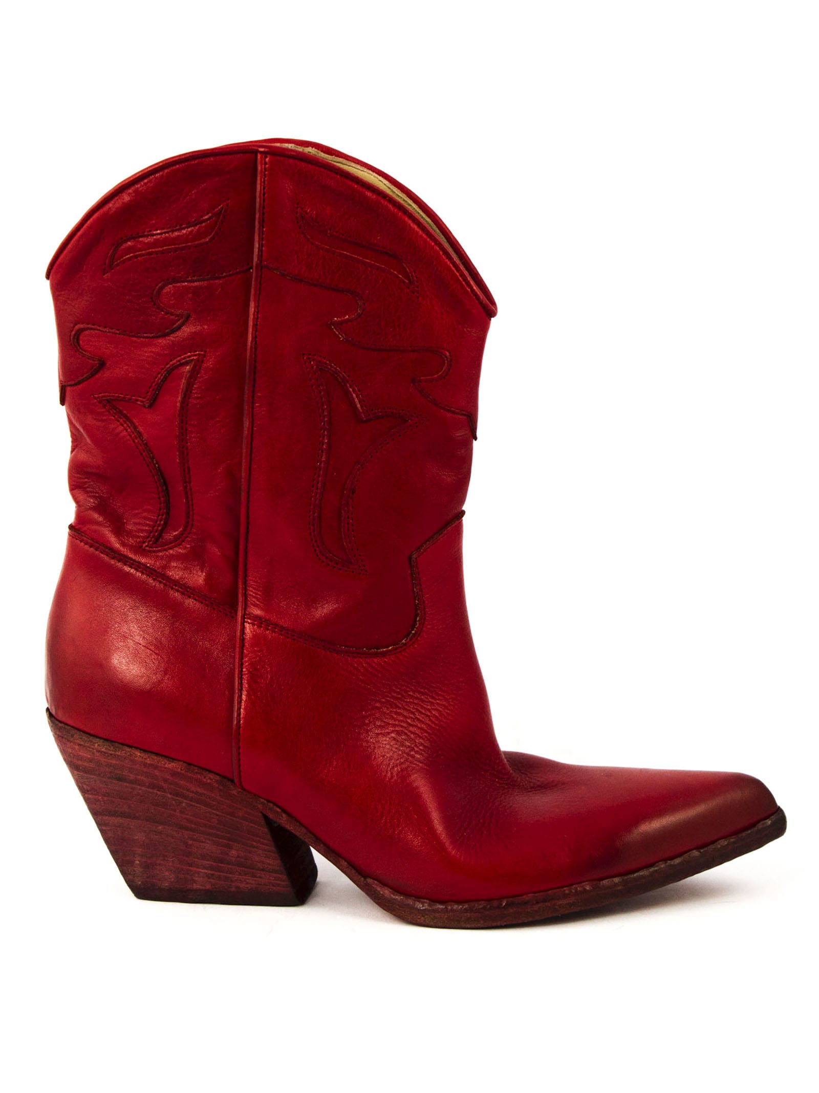 Elena Iachi Red Leather Ankle Boots In Rosso