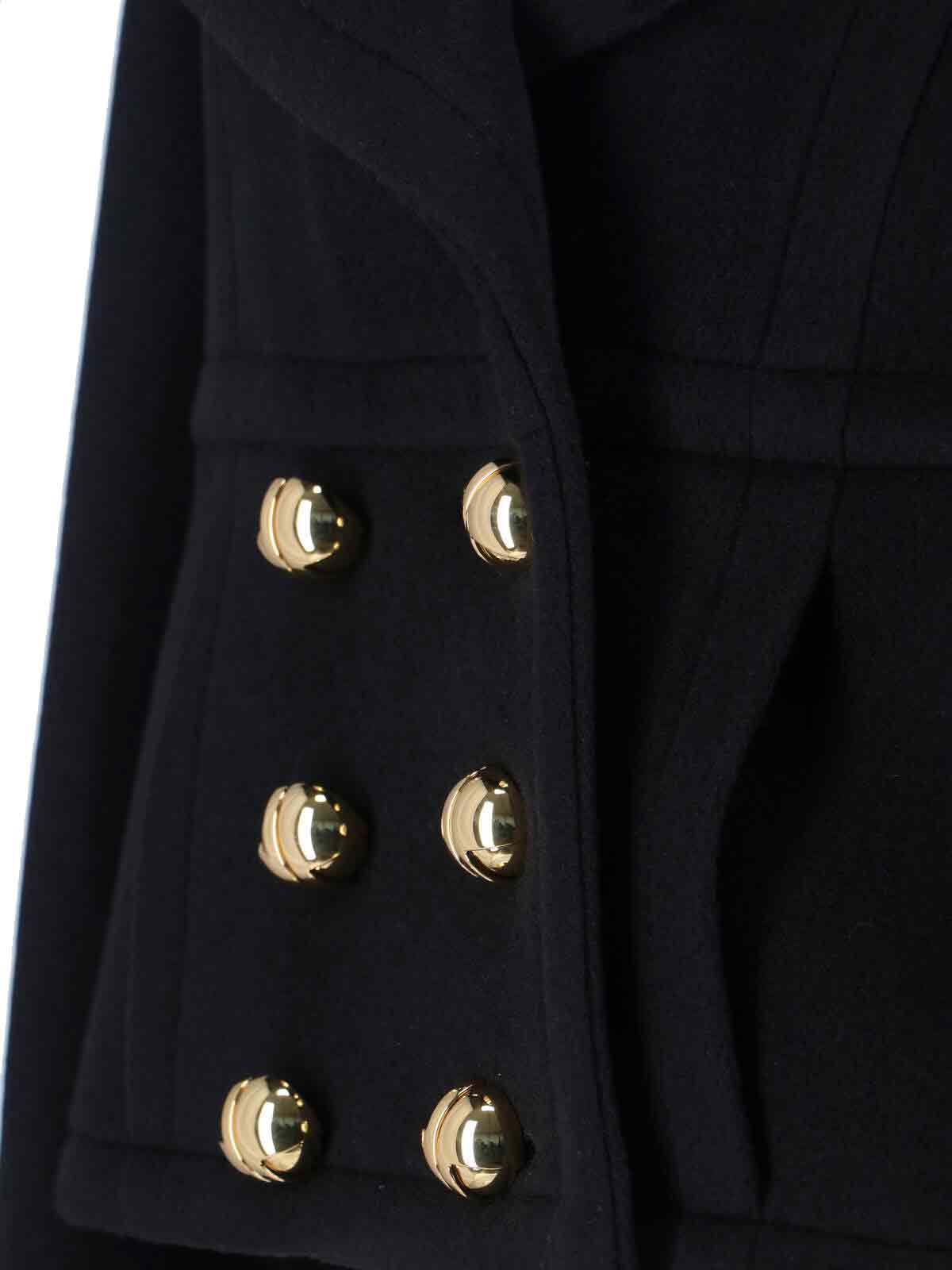 Patou Short Double-breasted Coat In Black