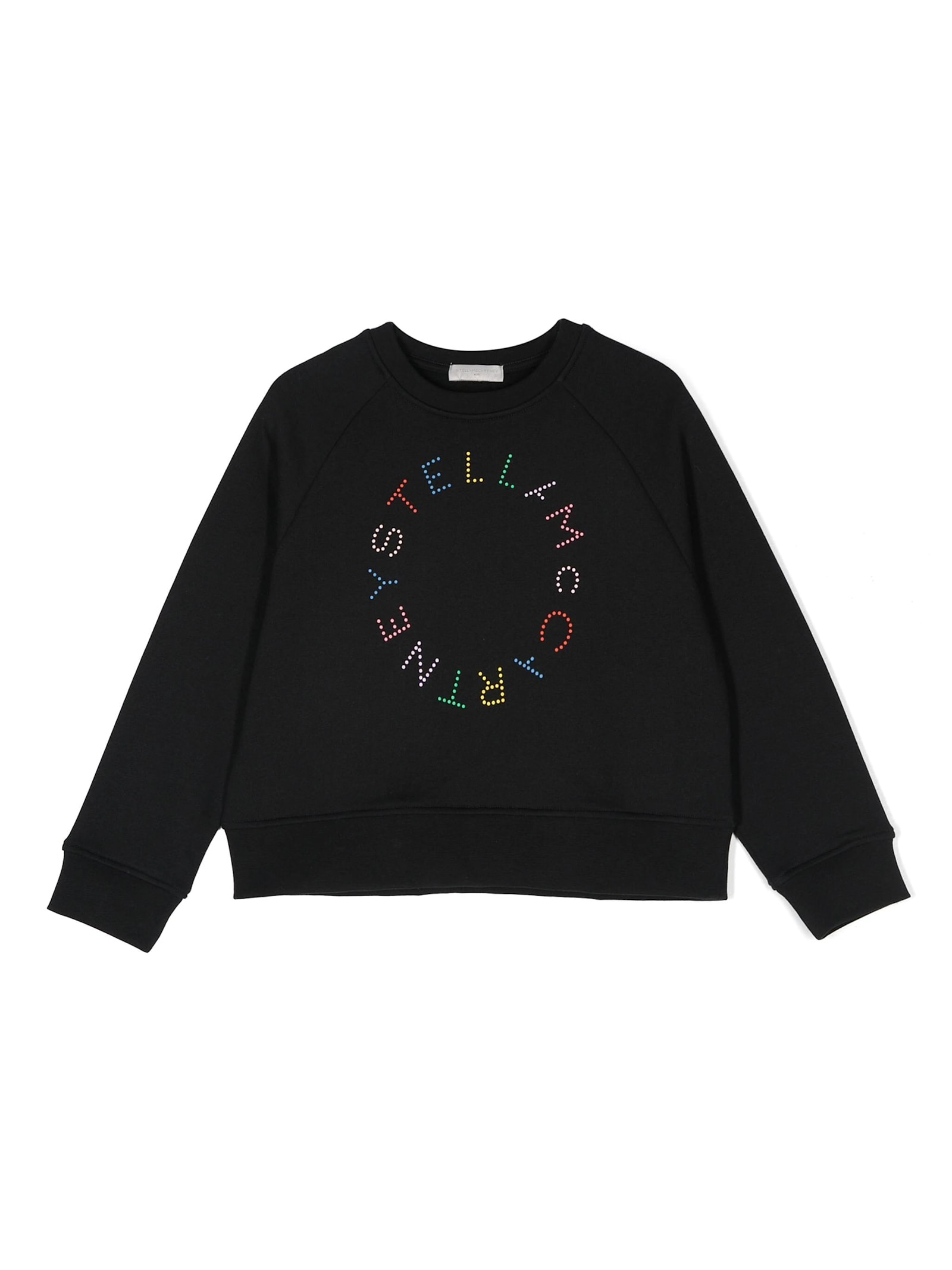 Stella Mccartney Black Sweatshirt With Multicoloured Circular Logo In Black