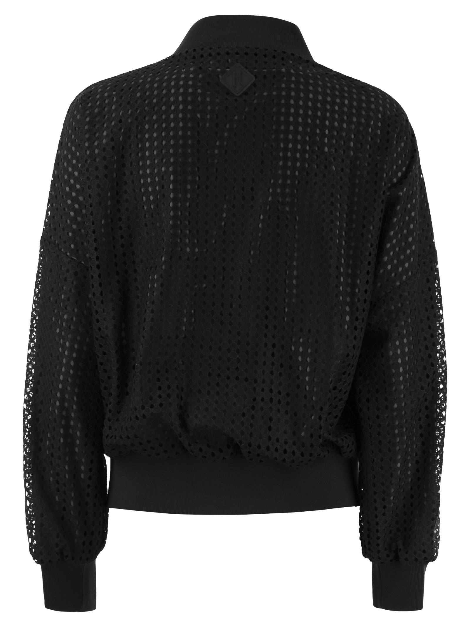 Shop Herno Spring Lace And Ecoage Reversible Bomber Jacket In Black