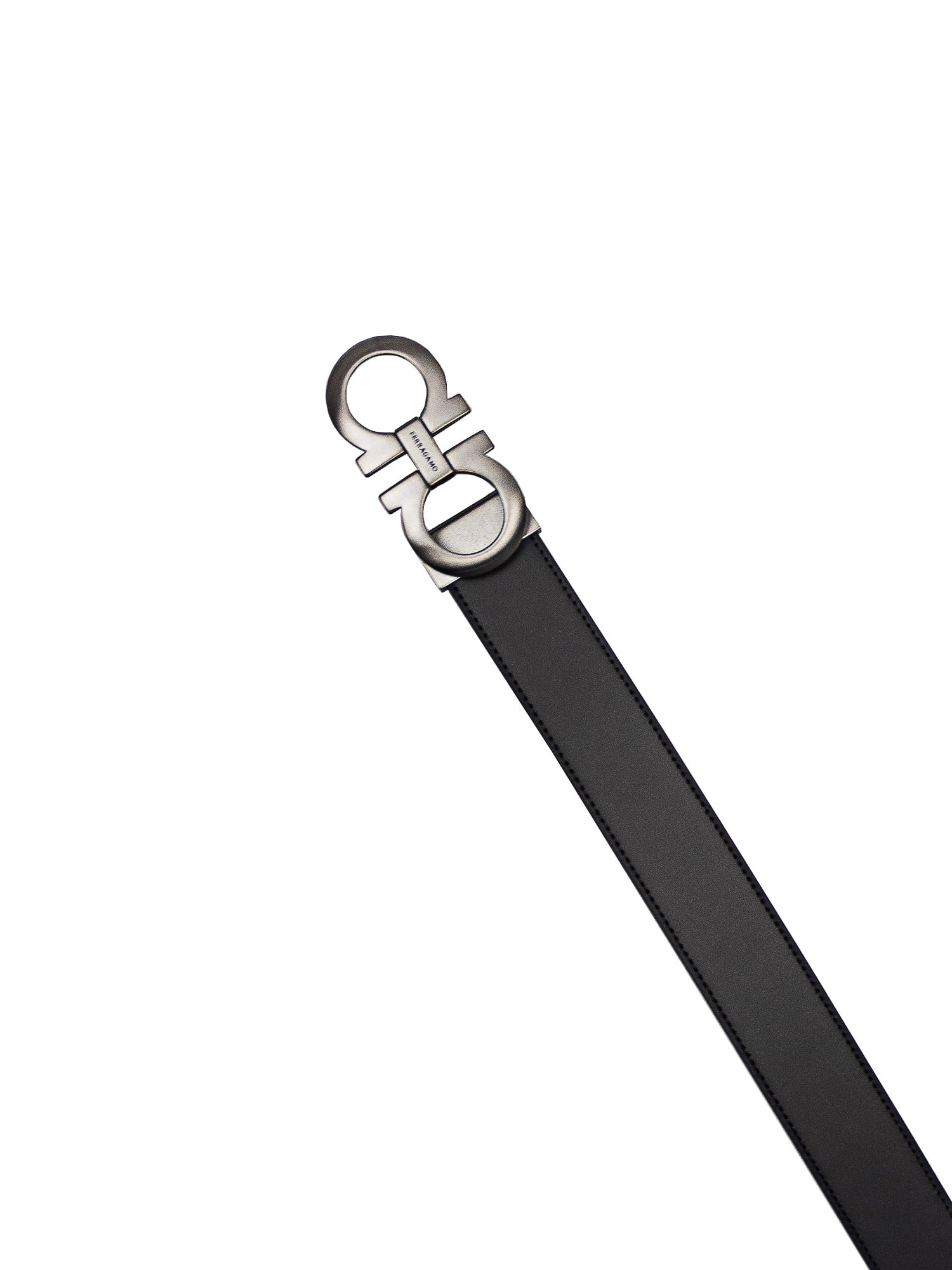 Shop Ferragamo Reversible Gancini Belt In Nero/hickory