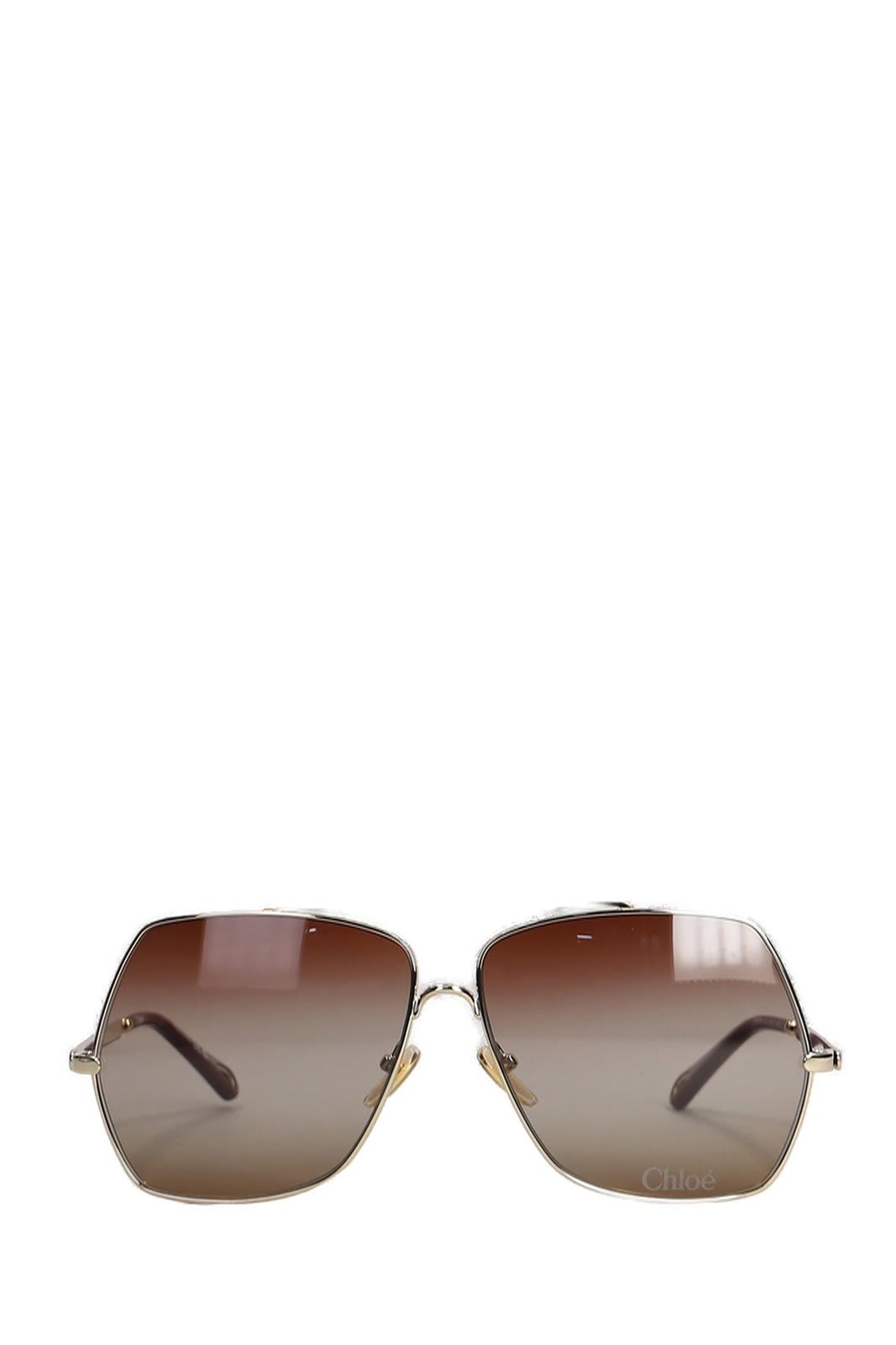 Shop Chloé Square Frame Sunglasses In Gold/gold/brown